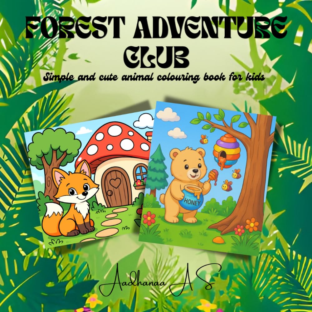 Forest adventure club: Simple and cute animal colouring book for kids