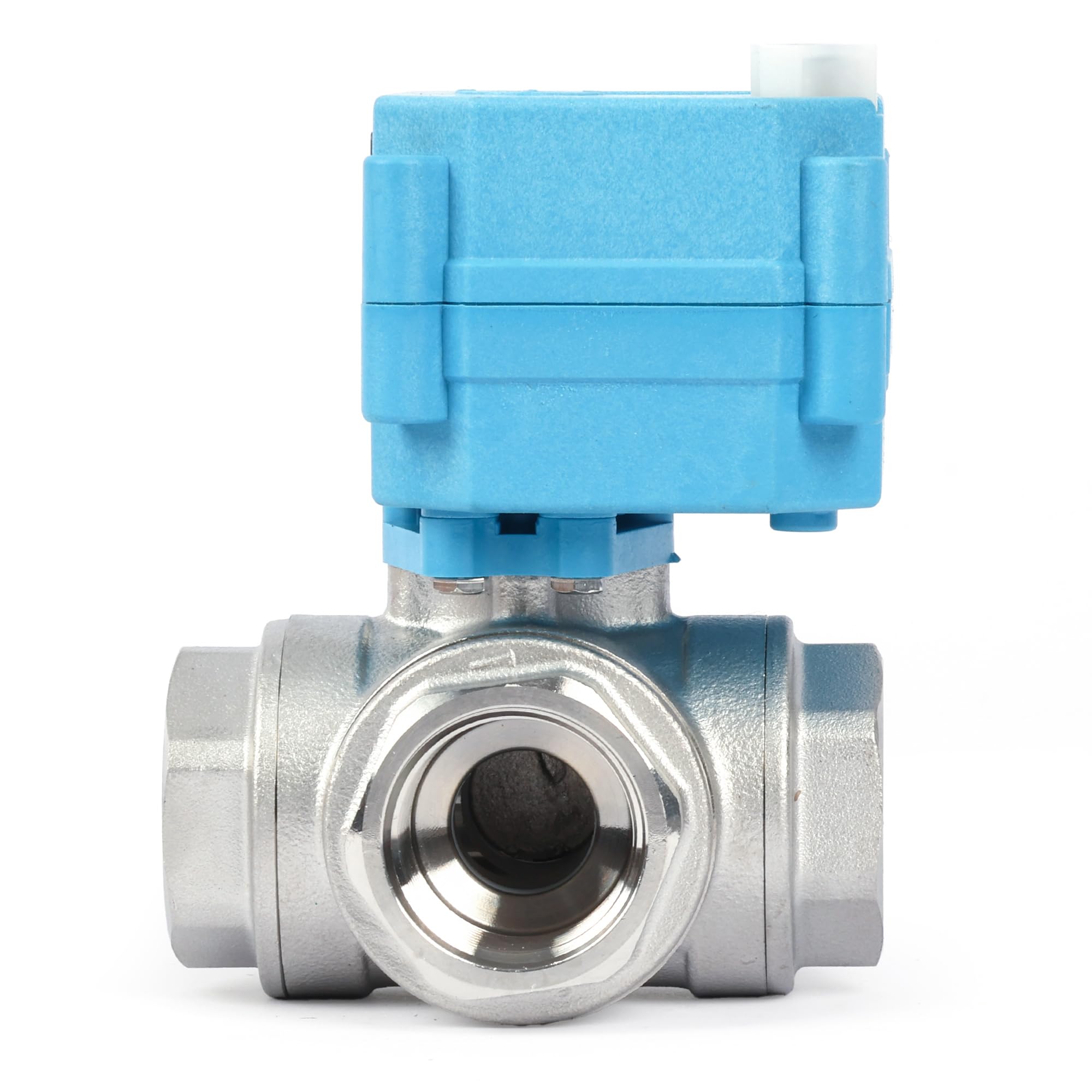 U.S. Solid Vanne 3 voies motorisée acier inoxydabl – 3/4", 110-230 V CA, type T, électrique de zone avec fonction manuelle, robinet d'arrêt d'eau, port standard