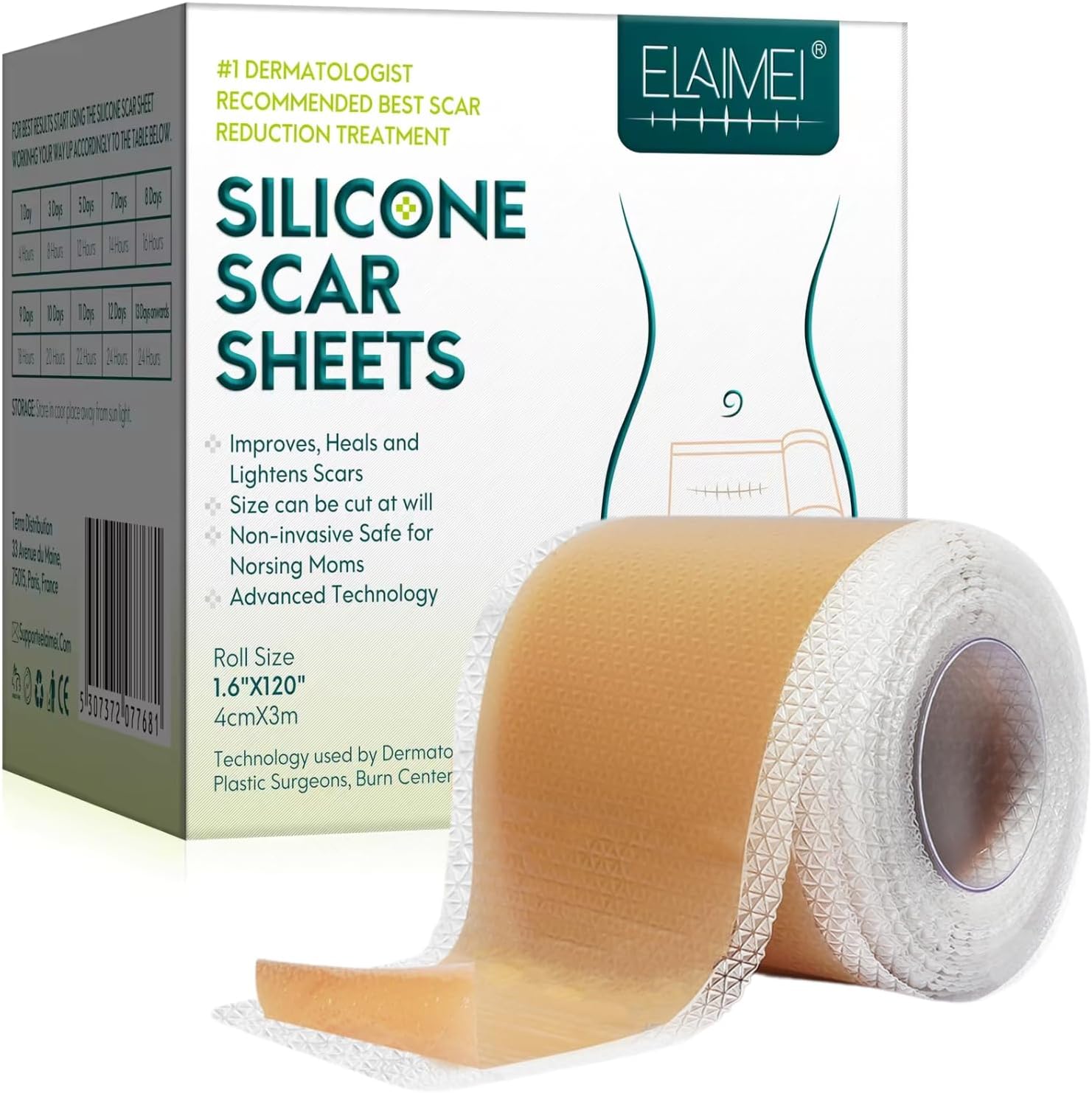 KANZA- 3m Silicone Scar Sheets | Silicone Scar Tape Roll | Scar Removal Gel Patches | Easy-Tear Gel Tape For Scar, Soft Silicone Scar for Surgery Scars, Medical Grade Quality | For Unisex