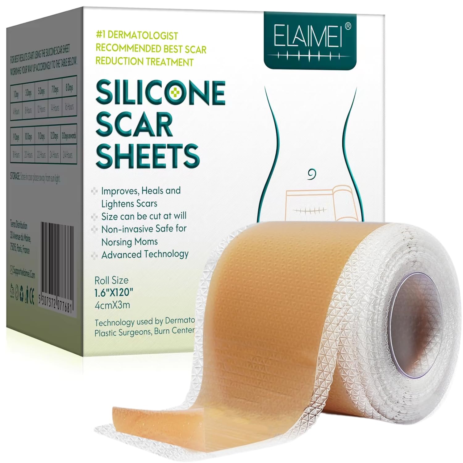 KANZA- 3m Silicone Scar Sheets | Silicone Scar Tape Roll | Scar Removal Gel Patches | Easy-Tear Gel Tape For Scar, Soft Silicone Scar for Surgery Scars, Medical Grade Quality | For Unisex