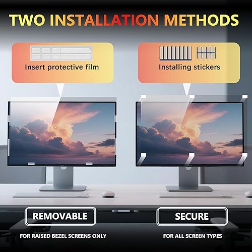 Miniatura 35 de Paquete de 2 pantallas magnéticas colgantes de privacidad para computadora de 27 pulgadas para monitor de pantalla ancha de 16:9, pantalla de