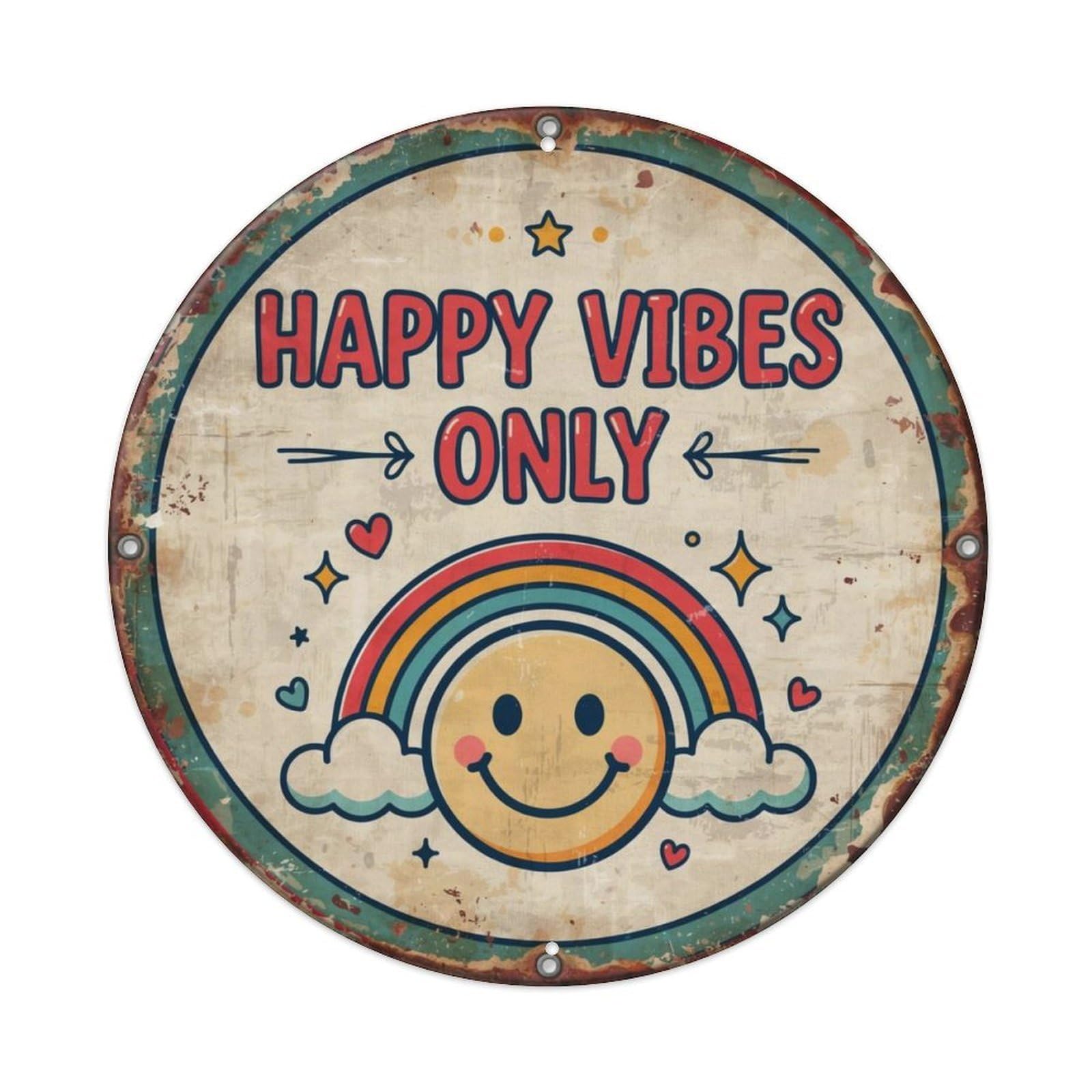 Happy Vibes Only Doodle Metal Tin Sign Plaque