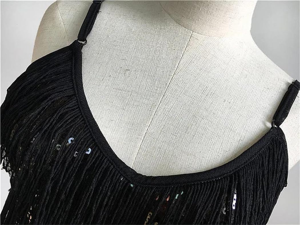 Damska sukienka z cekinami z frędzlami do tańca latynoskiego Samba Tango Performance Costume