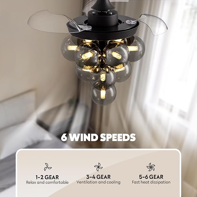 Ventilador de Techo 23.6 Pulgadas Con Luz, Control Remoto, 1 miniatura 3