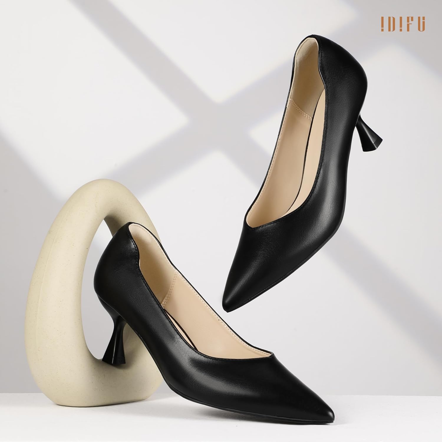 IDIFU IN3 Womens Pumps Closed Toe Kitten Heels Pointed Toe Low Heels Dress Shoes for Women Wedding Bridal Office Formal Work Prom Party Comfortable Dressy Fashion Pumps Shoes - Image 6