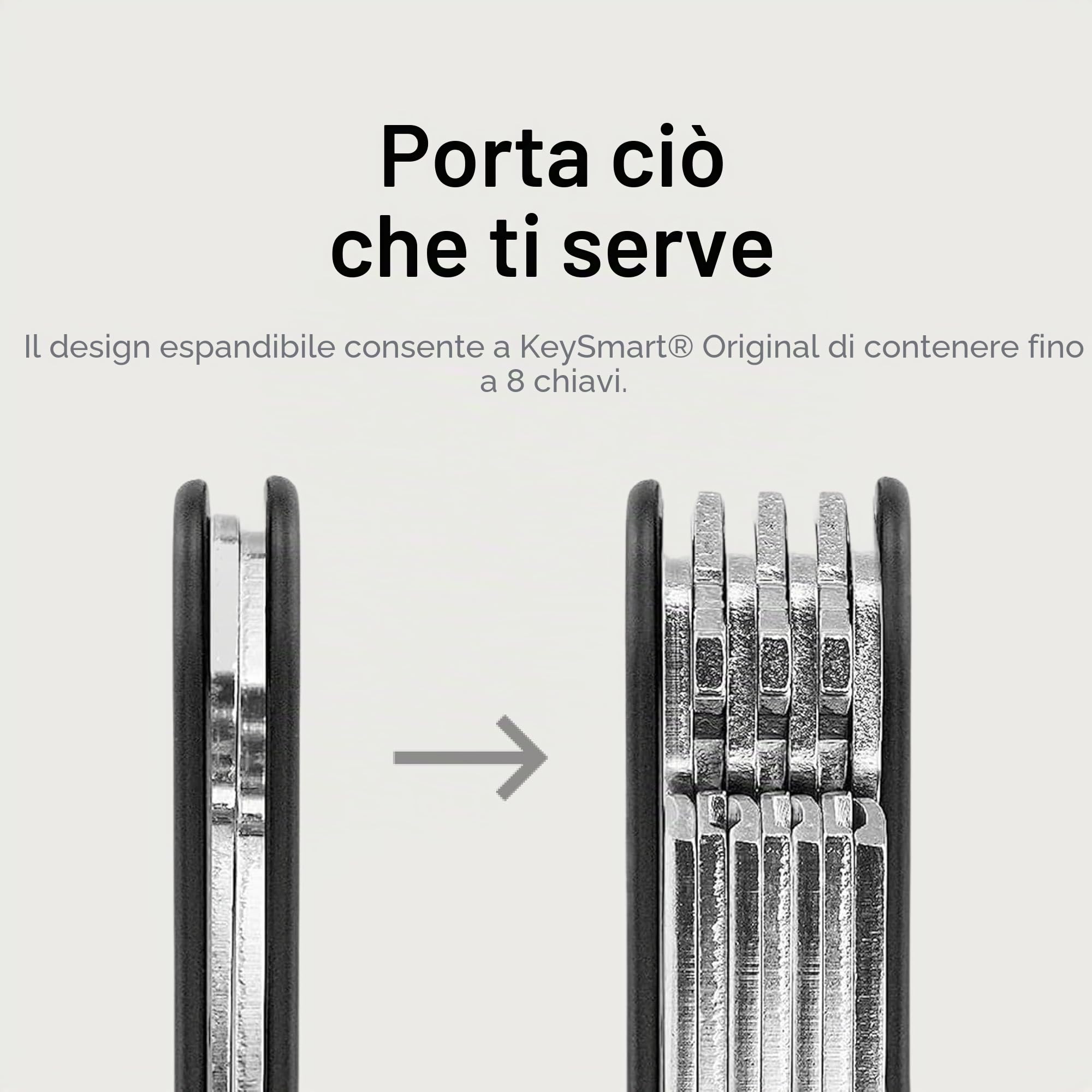 KeySmart KS019BKN Porta Chiavi Fino ad 8 Chiavi, Nero