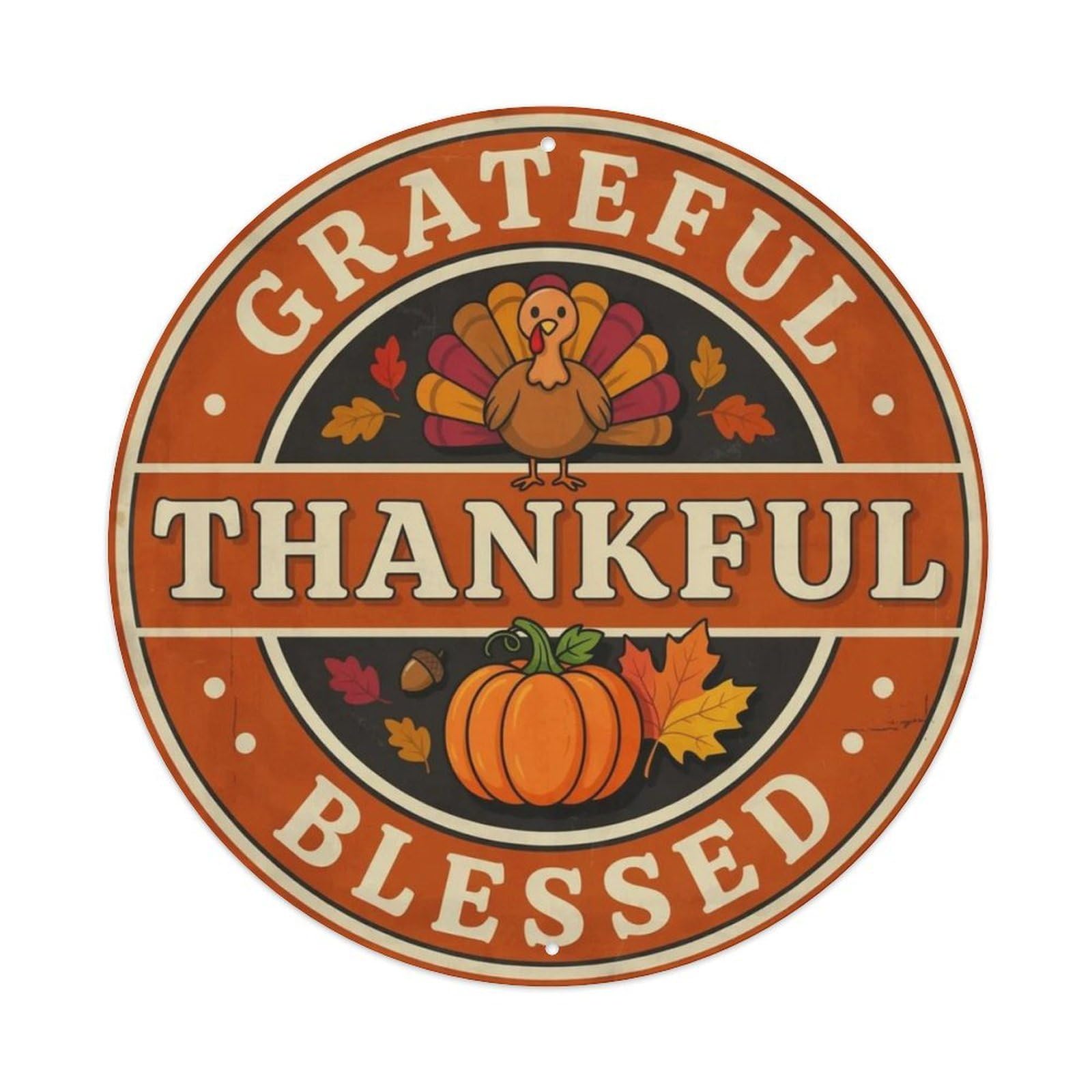 Grateful Thankful Blessed Metal Tin Sign Plaque
