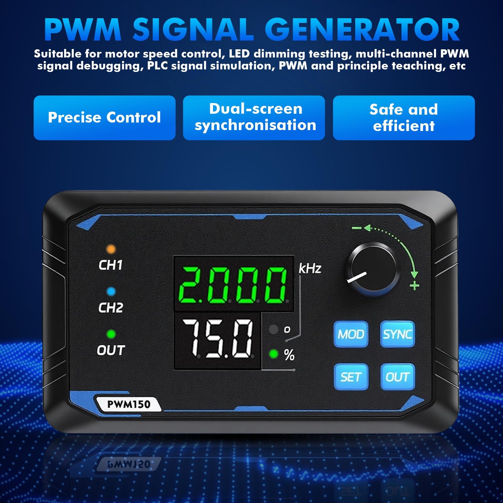 DEWIN Signalgenerator Modul, PWM150 Zweikanal Signalgenerator Servomotoransteuerung Rechteckimpuls mit Einstellbarer Frequenz