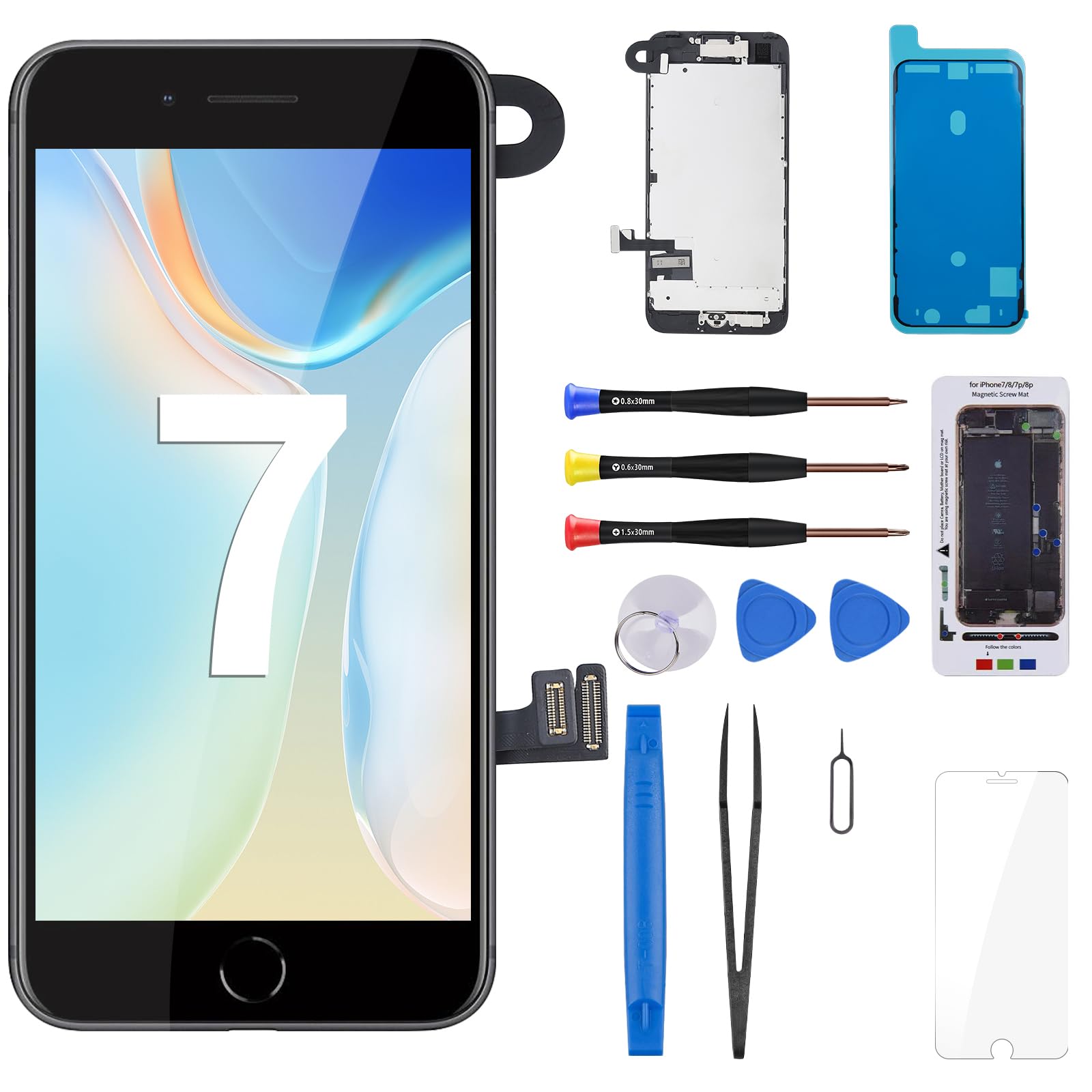 Amazon.co.jp: CYKJGS iPhone 7用スクリーン交換ブラックキット 4.7