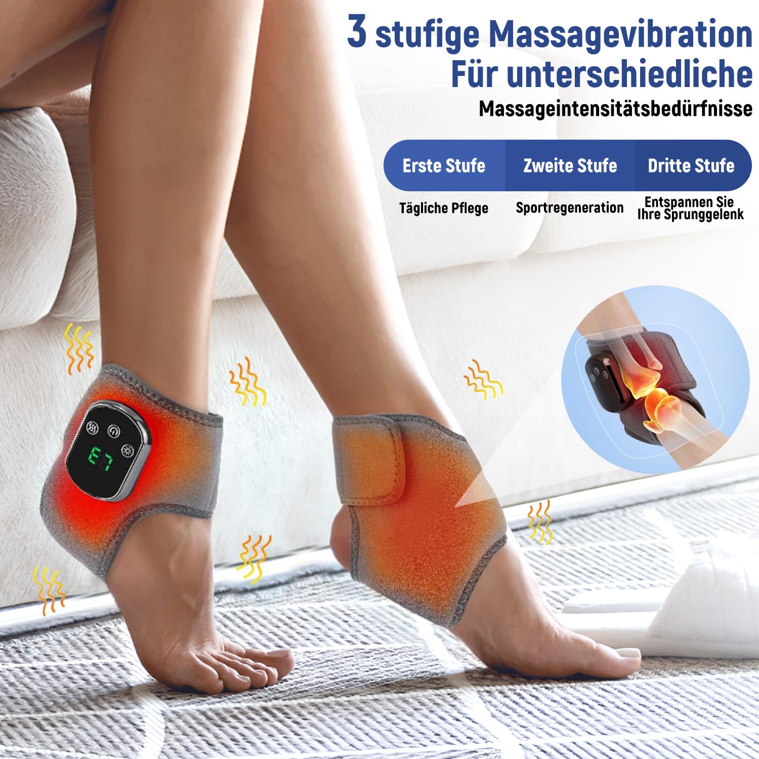 Fussmassagegerät,3-in-1 Fußmassagegerät Neuropathie mit Wärmetherapie und Vibration,Kabelloses Heating foot massager mit 3 Vibrationsmodi & 5 Wärmestufen für Fussmassagegerät Durchblutung (2PCS)