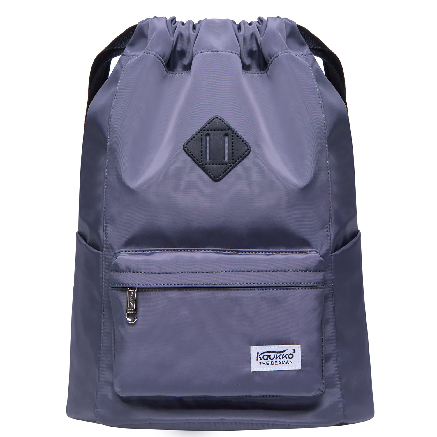 KAUKKO Bolsa de gimnasio de lona con cordón y bolsillo interior, mochila escolar, mochila deportiva de — view 9