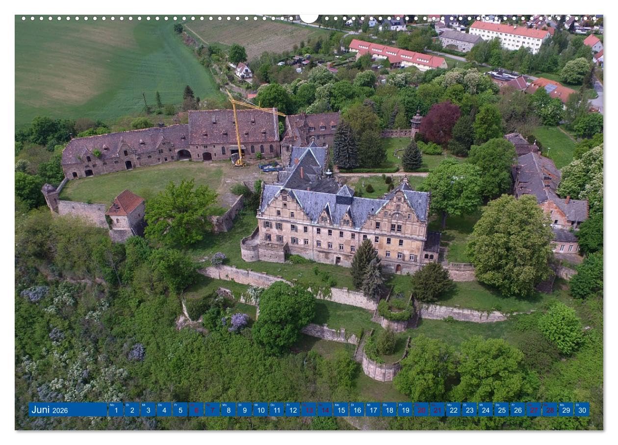 SAALEKREIS GEDROHNT (Wandkalender 2026 DIN A2 quer), CALVENDO Monatskalender: Mit der Drohne durch den Saalekreis (CALVENDO Orte)