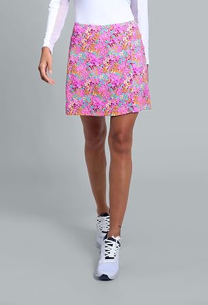 IBKUL UPF 50+ Sun Protection, Icefil Cooling, Moisture-Wicking Allana Print Faux Wrap Skort