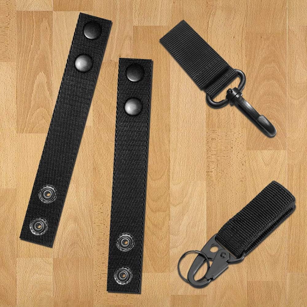 Sonku 6 Pcs Belt Keeper Double Snaps, Duty Belt Keeper for 2-2.25" Security Tactical Belt with 2 Pcs Webbing Key Ring and 1 Pcs Tactical Gear Belt Clip for Outdoor Sports Belt Fixing
