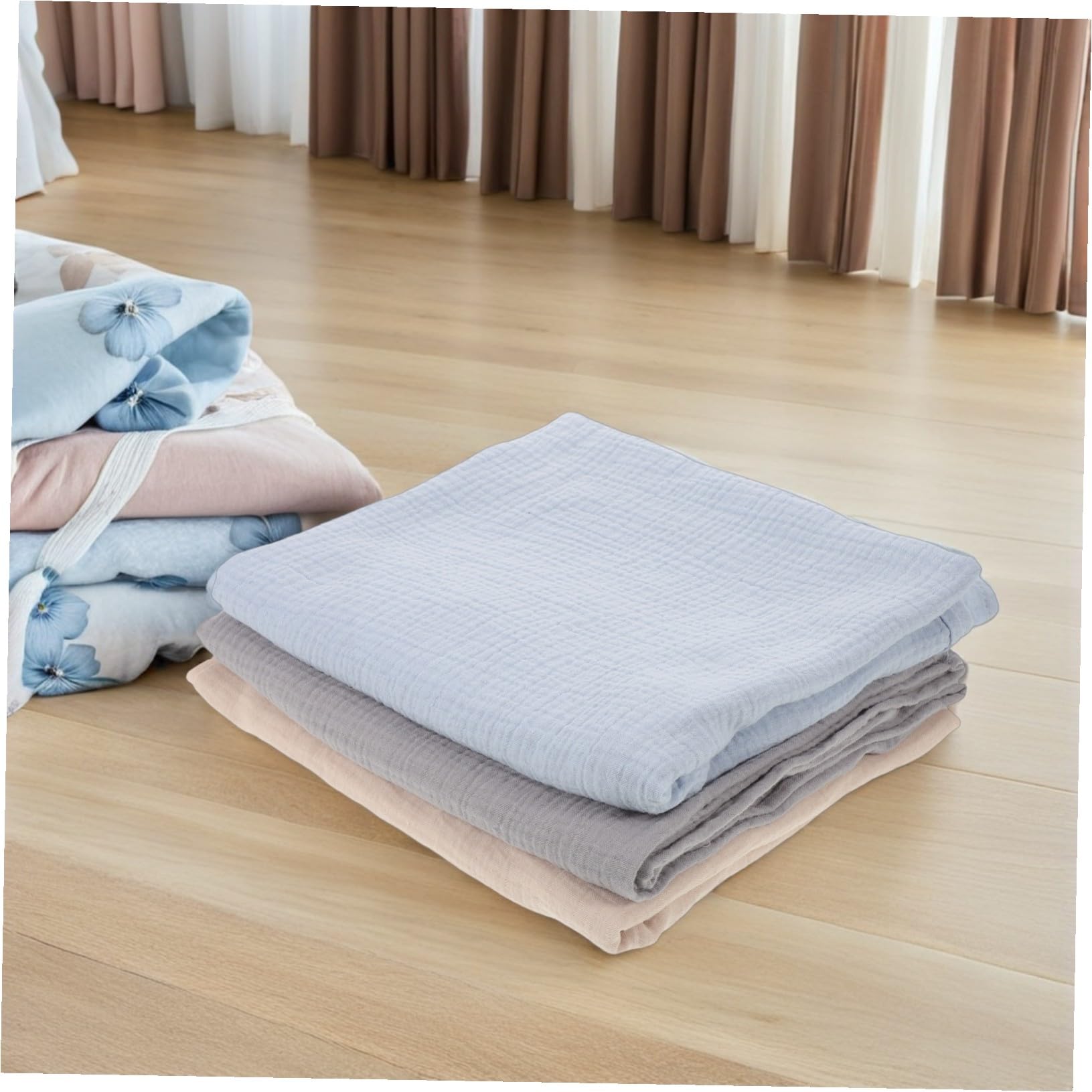 SOIMISS 3 Stück Teiliges Pucktuch aus Weichem Musselin Baumwollstoff Atmungsaktiv und Einfarbig Leichte Neugeborenen Swaddle Decken für Ruhigen Babyschlaf und Einfache Handhabung