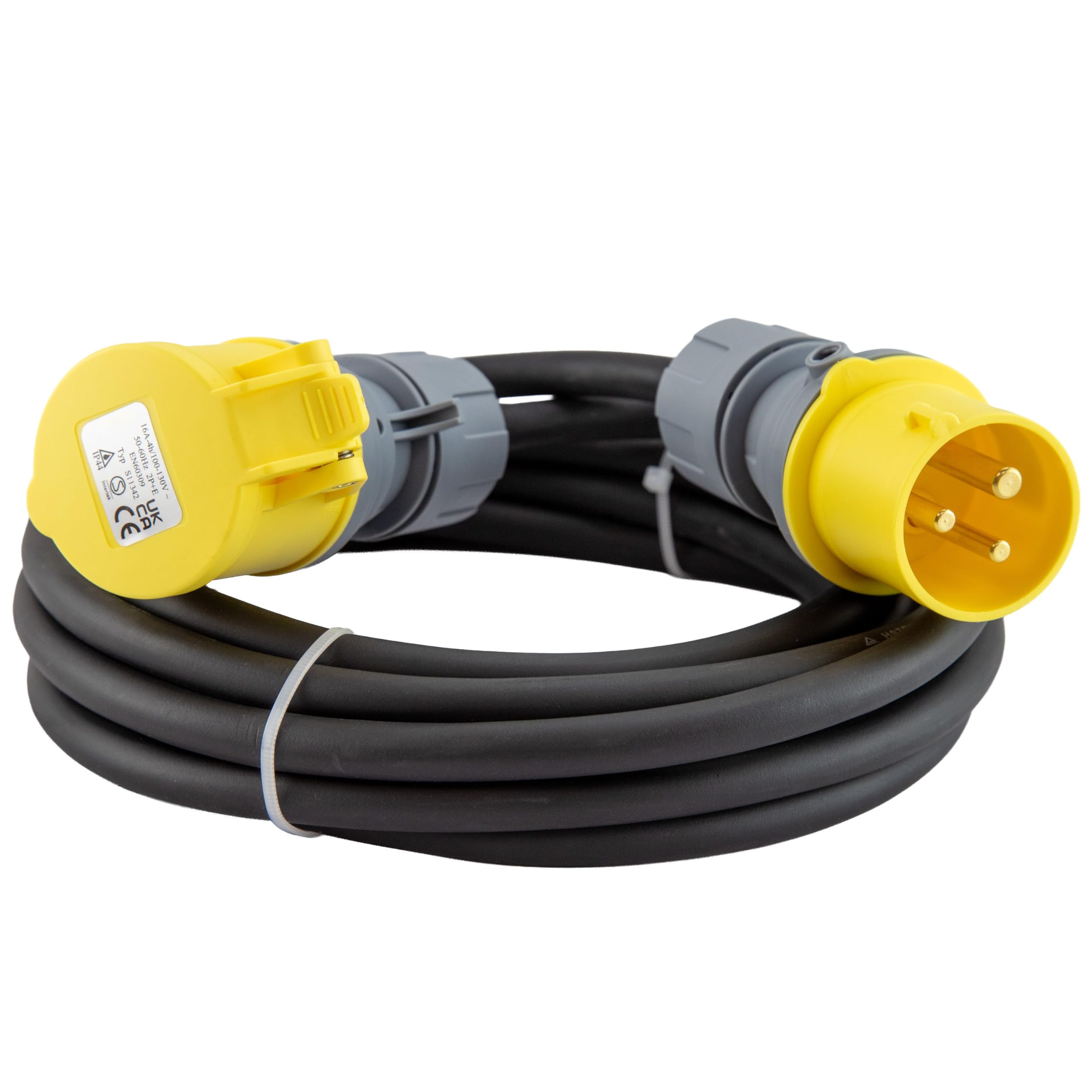 kenable Cable de Extensión Eléctrica Industrial 110V 16A Commando con Conectores IP44 H07RN-F Goma 2,5mm² Negro 5 m [5 metros/5m]