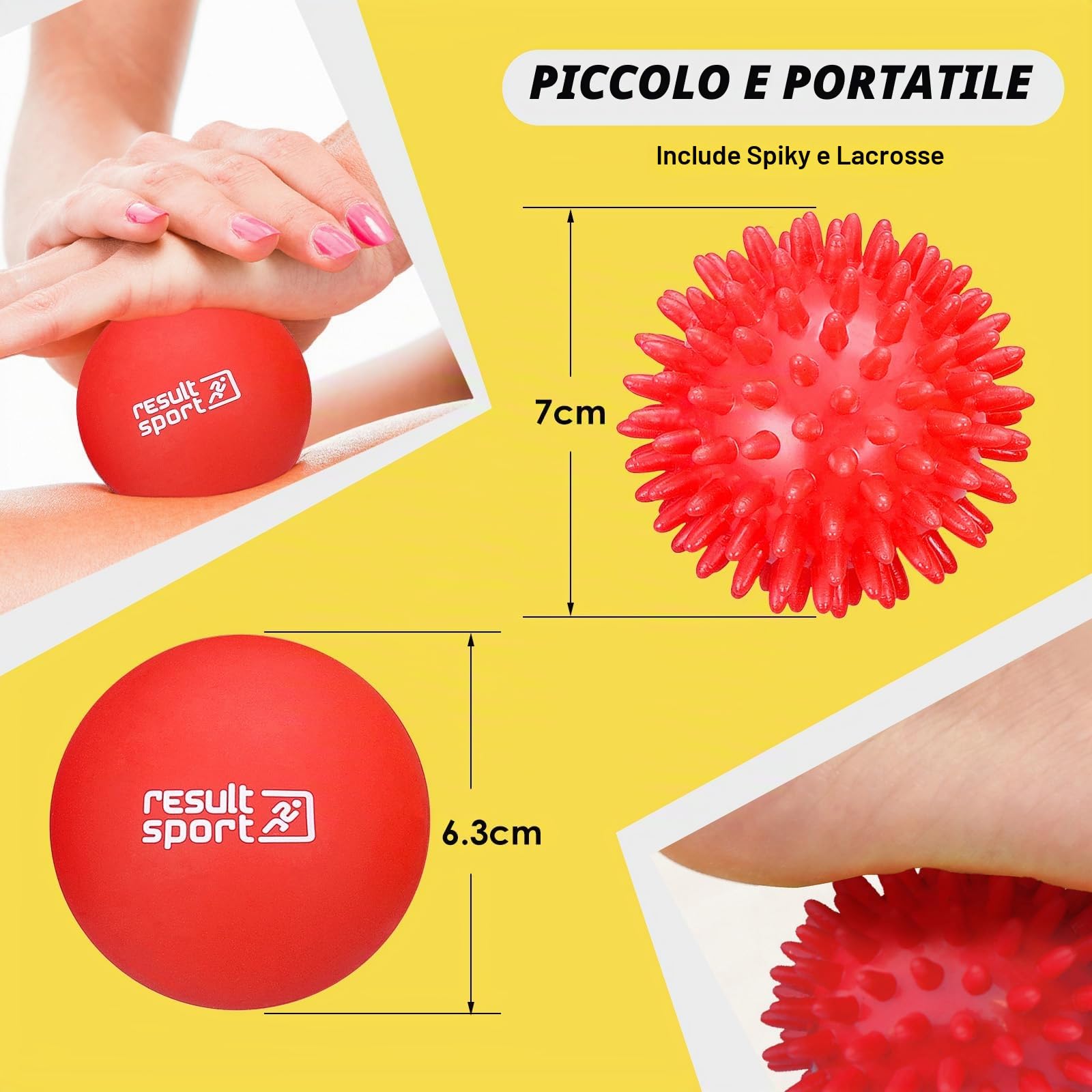 ResultSport Lacrosse & Spike Massaggio Ball Set, Recupero Fascite Plantare, Massaggio Punto di Trigger, Sollievo miofasico del tessuto profondo (Blu)