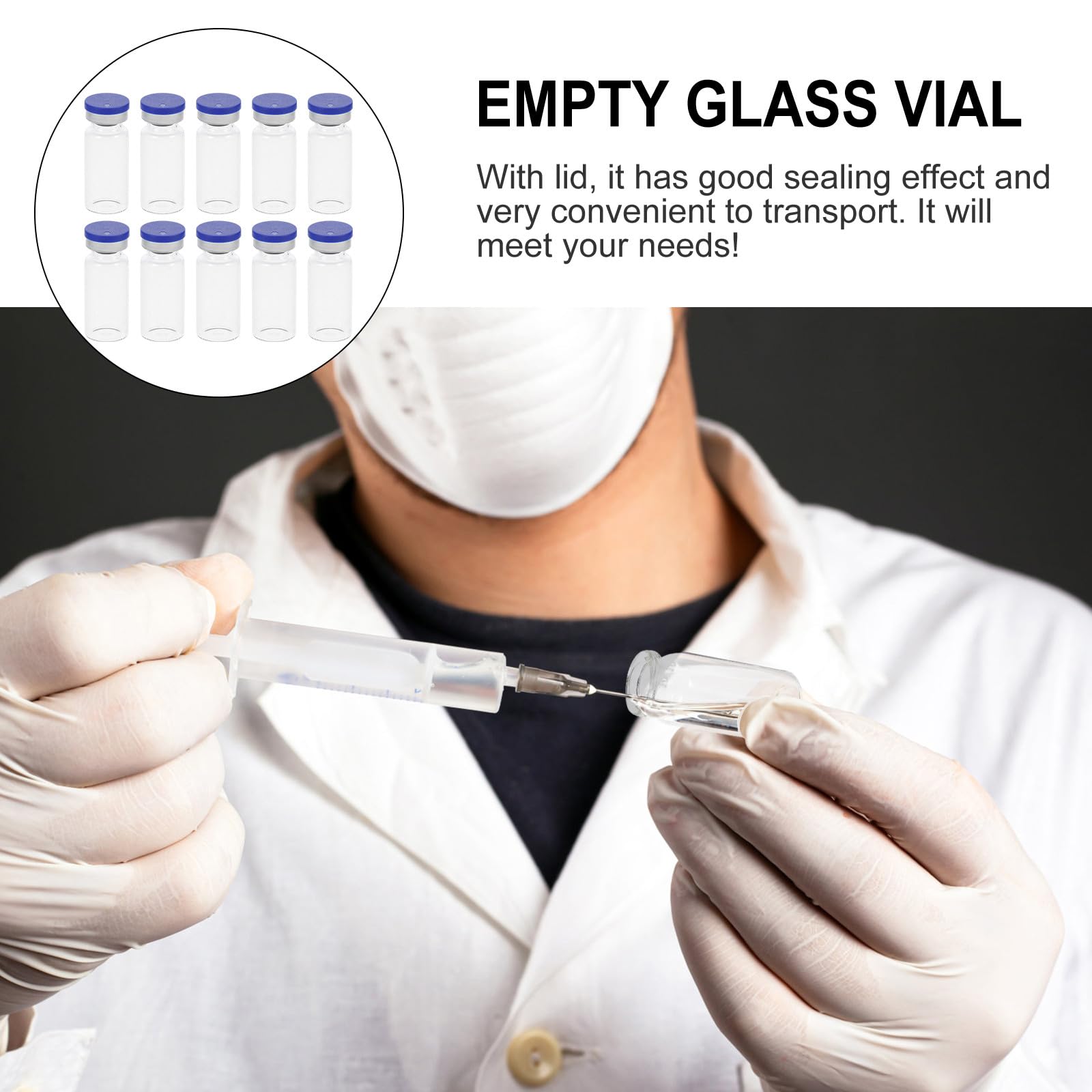 Wiederbefüllbare Glasprobenflaschen 10ml aus Glas, 100 Stück | Klarglas, Transparentes Fläschchen für Proben, Dicke Flache Basis, Leicht zu Handhaben