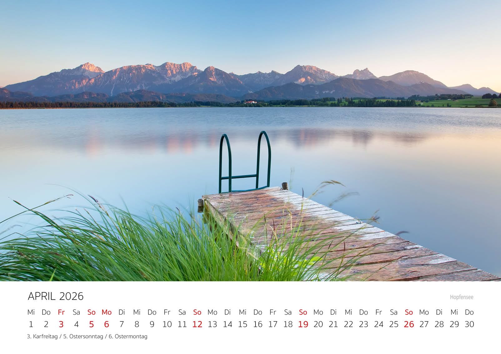 Edition Seidel Premium Kalender Bayern 2026 Format DIN A4 Wandkalender Deutschland München Schloss Natur Alpen Berge See Zugspitze