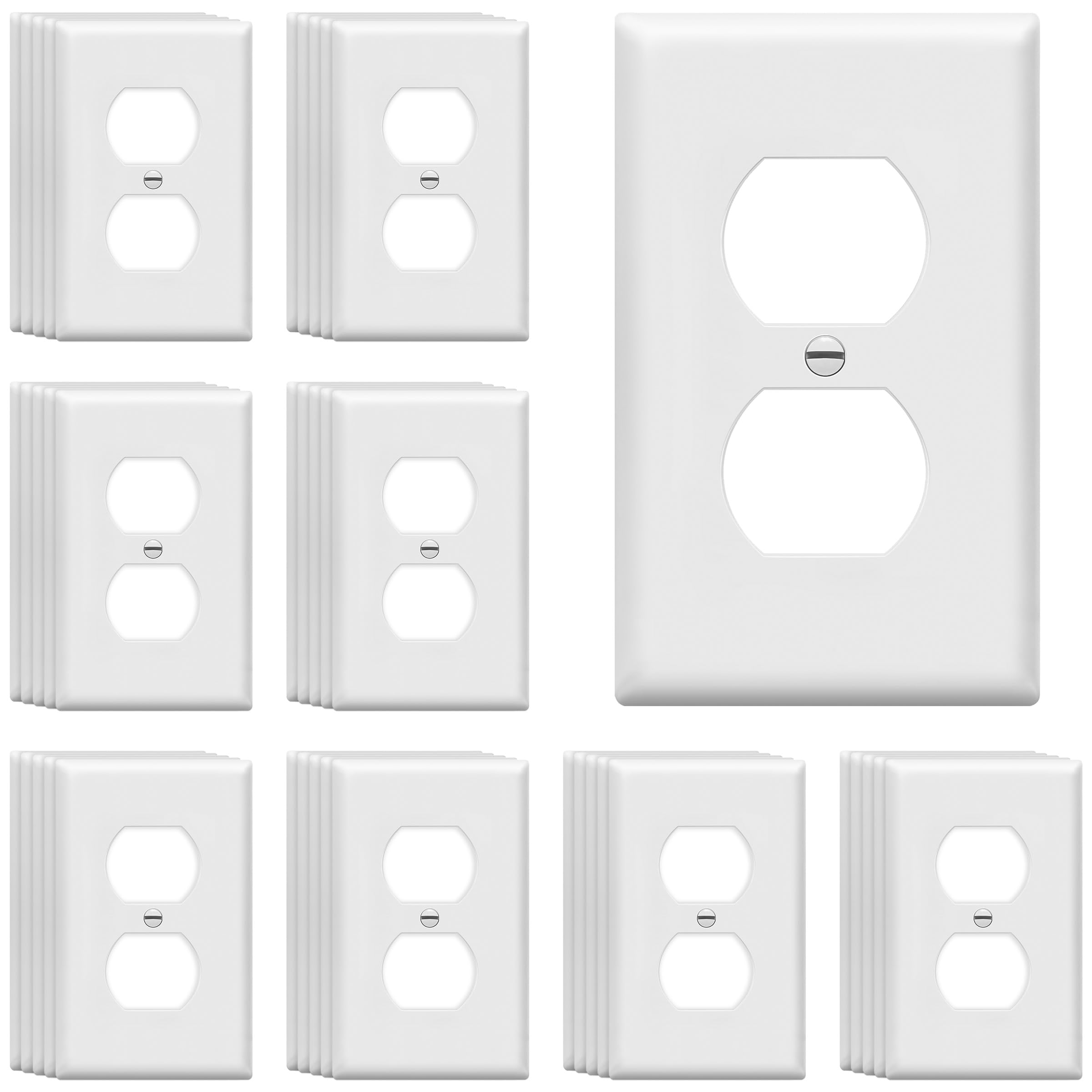 ENERLITES Duplex Receptacle Outlet Wall Plate, Gloss Finish, Size 1-Gang 4.50" x 2.76", Unbreakable Polycarbonate Thermoplastic, UL Listed, 8821-W-