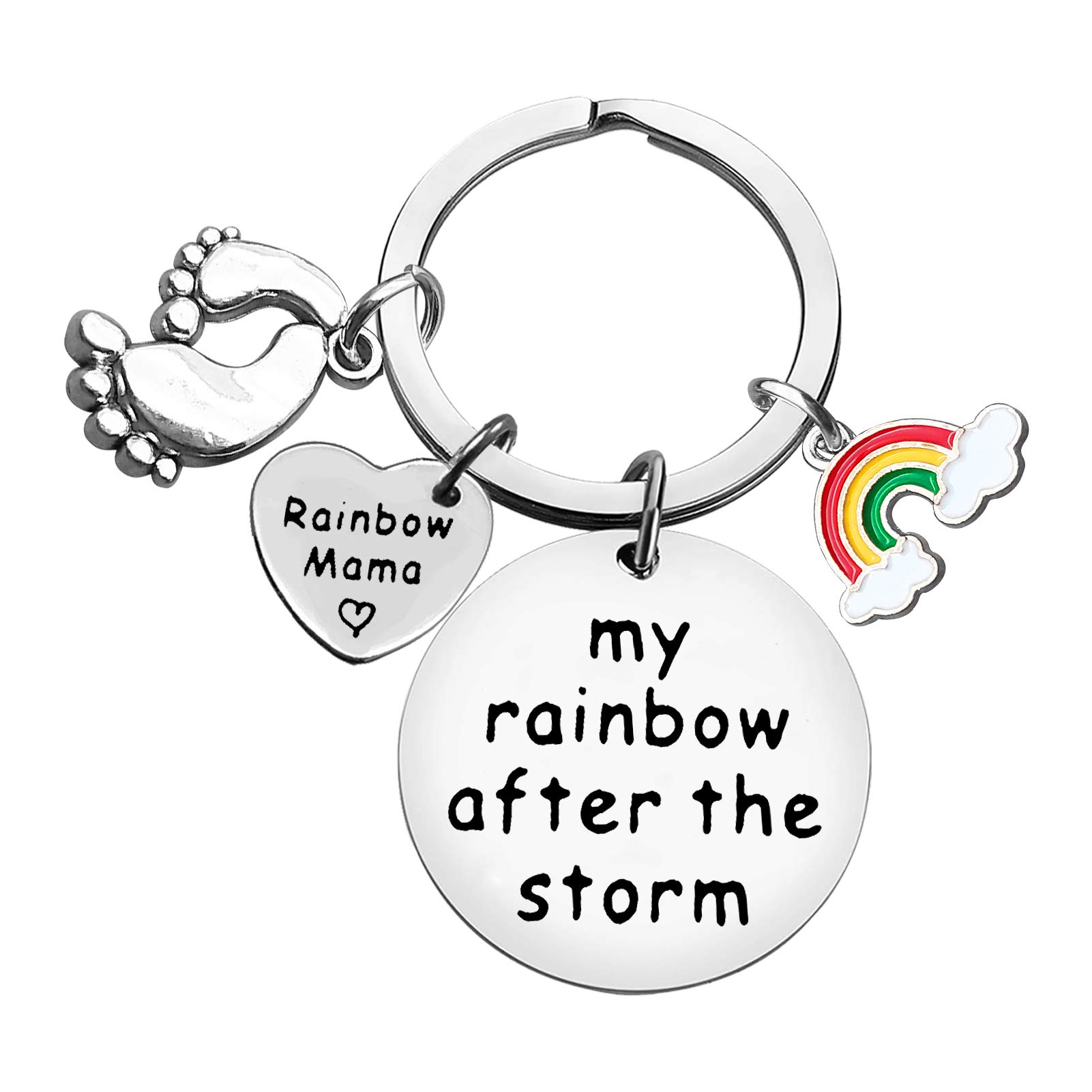 New Mom Jewelry Gifts Mom to Be Gift Keychain Inspirational Jewelry Rainbow Jewelry Pregnancy Announcement Baby Announcement Gifts My Rainbow After The Storm,Encouragement Gift