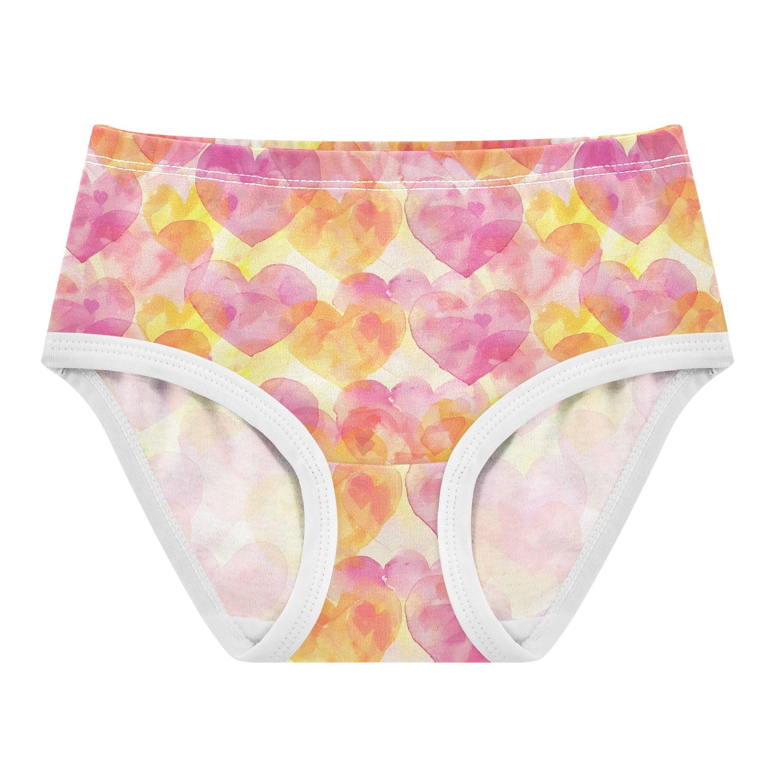 ALAZA Toddler Girls Cotton Hipster Underwear Soft Pink Heart Yellow 2 Pack 2T