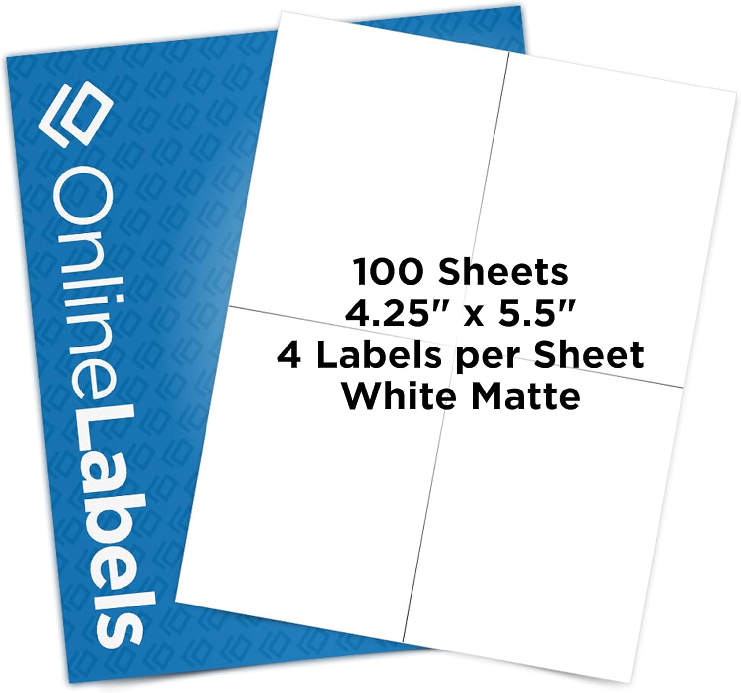 4.25 x 5.5 Rectangle Labels - Permanent, White Matte - Product, Shipping, Candy Labels - Pack of 400 Labels, 100 Sheets - Inkjet/Laser Printers - Online Labels