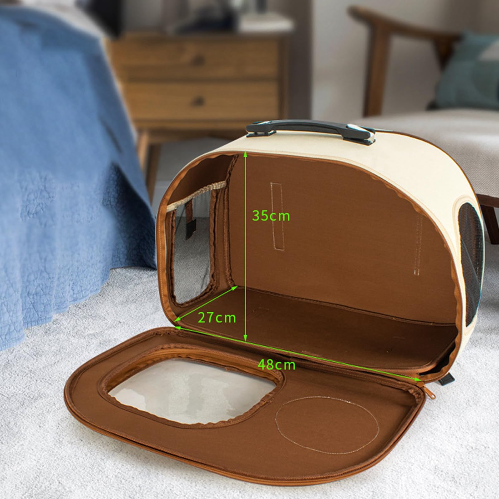 Generic Zaino per Sacchetto per Gatti, Manico in Gomma Backpack Gatto Finestra Trasparente Beige di Grande capacità per il Campeggio (Zaino beige)