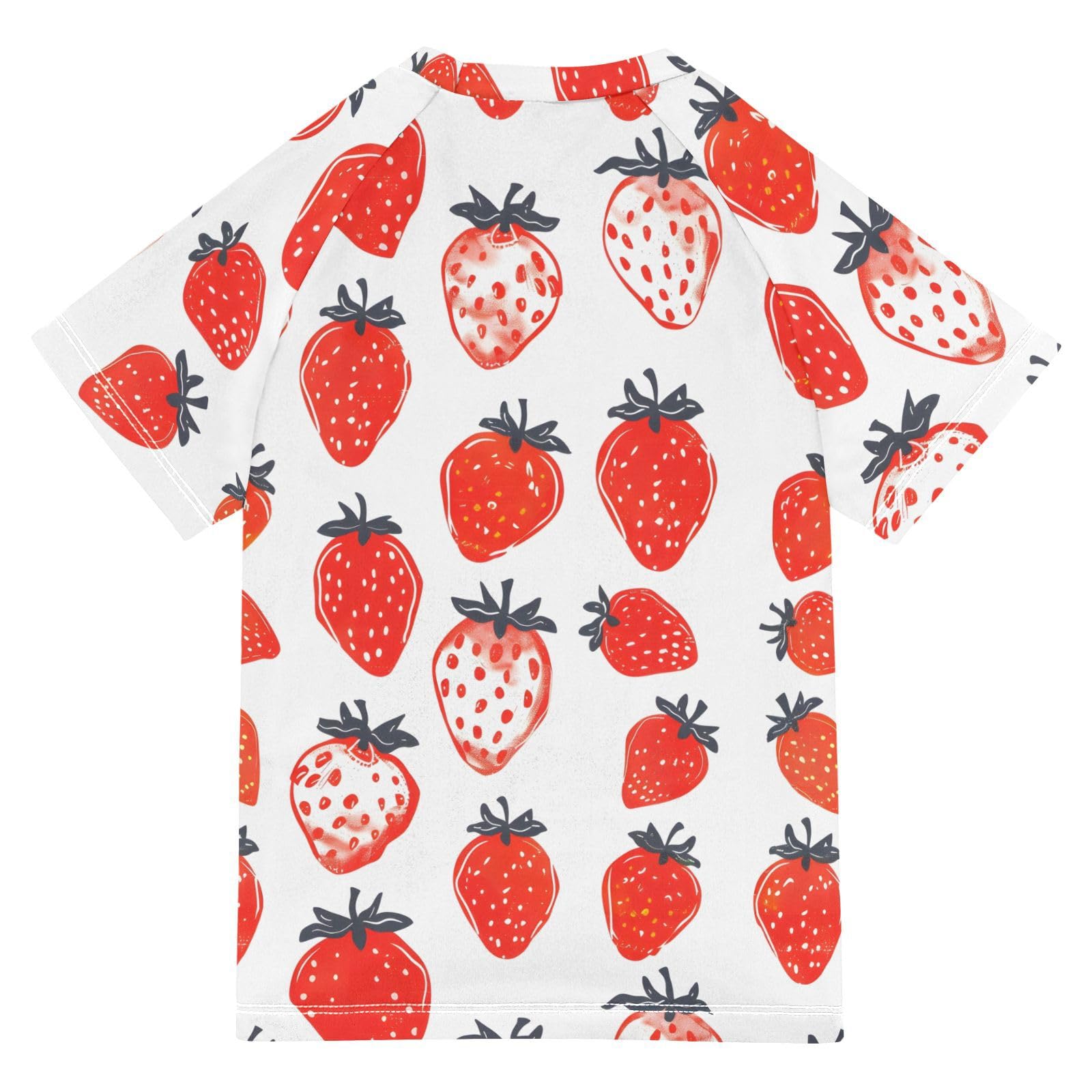 Boys Rash Guard Short Sleeve Swim Shirts for Boys Strawberry Red Korean Sun Protection 7-8T