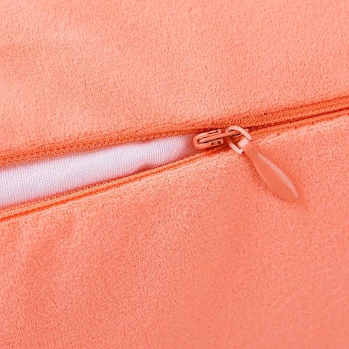 Miniatura 2 de Juego de 2 fundas de almohada decorativas para ropa de cama, cómoda funda de cojín para sofá, terciopelo sólido suave con cremallera oculta, 14 x 14