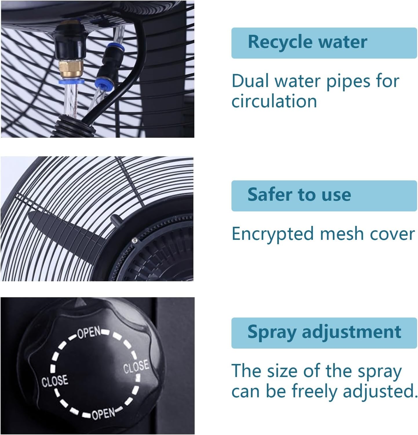 Oscillating Pedestal Fan - High Velocity Cooling Misting Fan with 11 Gallon Water Tank - 3 Speed Heavy Duty Metal Fan for Commercial, Residential, and Garage Use