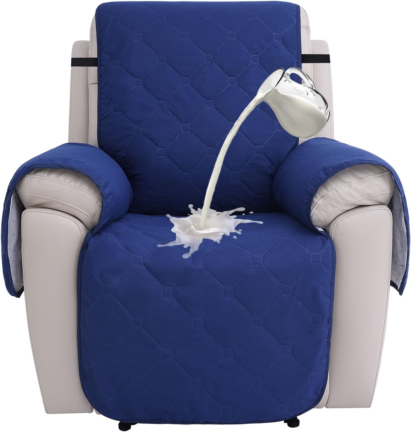 hyha 100% Waterproof Recliner Chair Covers, Non Slip Recliner Cover, Recliner Covers That Stay in Place, Reclining Slipcovers with Pocket, Furniture Protector for Pets, Dog (23.6", Navy)