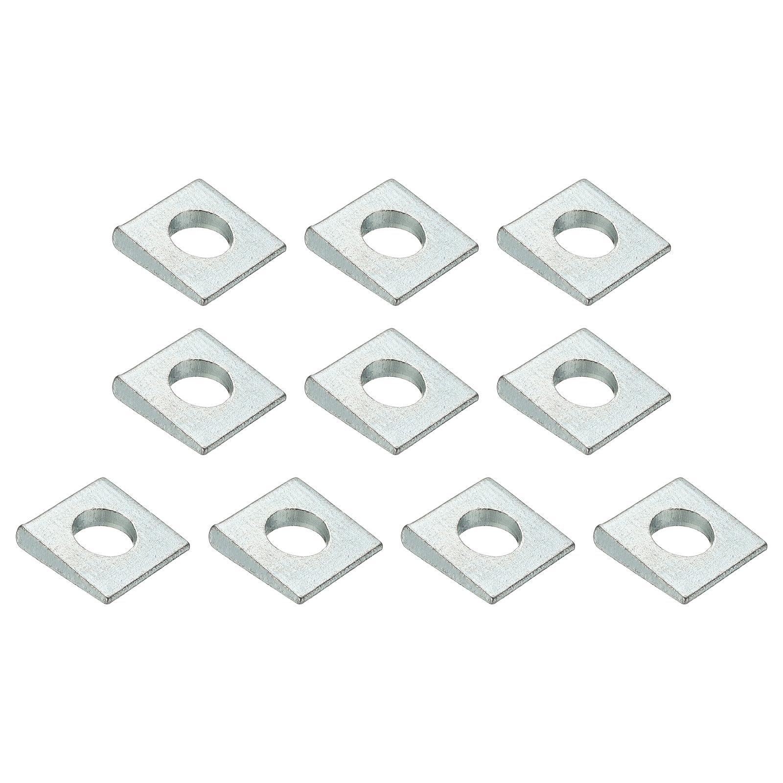 PATIKIL 10pcs Beveled Square Washers, M12x28mm Square Beveled Washers Bearing Strut Plate Flat Pad Spacer Carbon Steel for 12mm Bolts Wedge Shim Leveling Fastener Nut Bolt Gasket, Silver