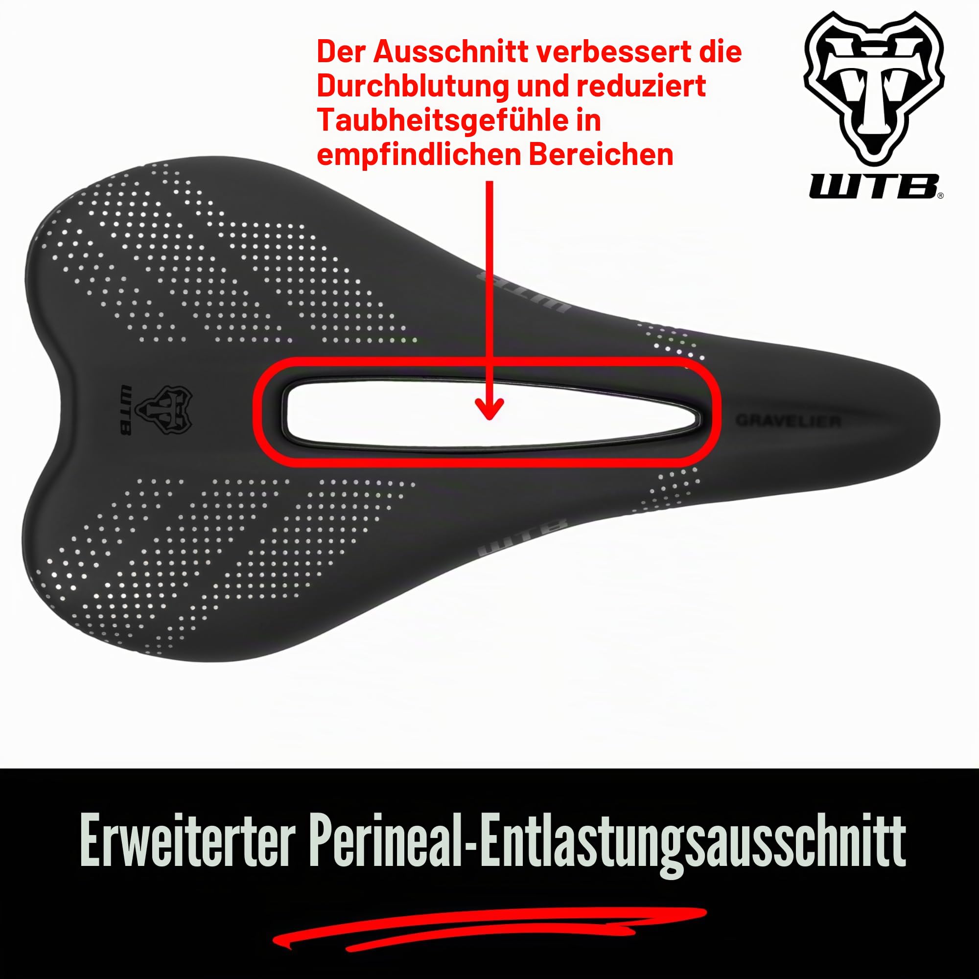 WTB Gravelier Bike Saddle – 246x140mm, Flexible Base with Fusion Form Technology, Perineal Relief Cutout for Gravel and Endurance Rides – Integrated Tool Mount