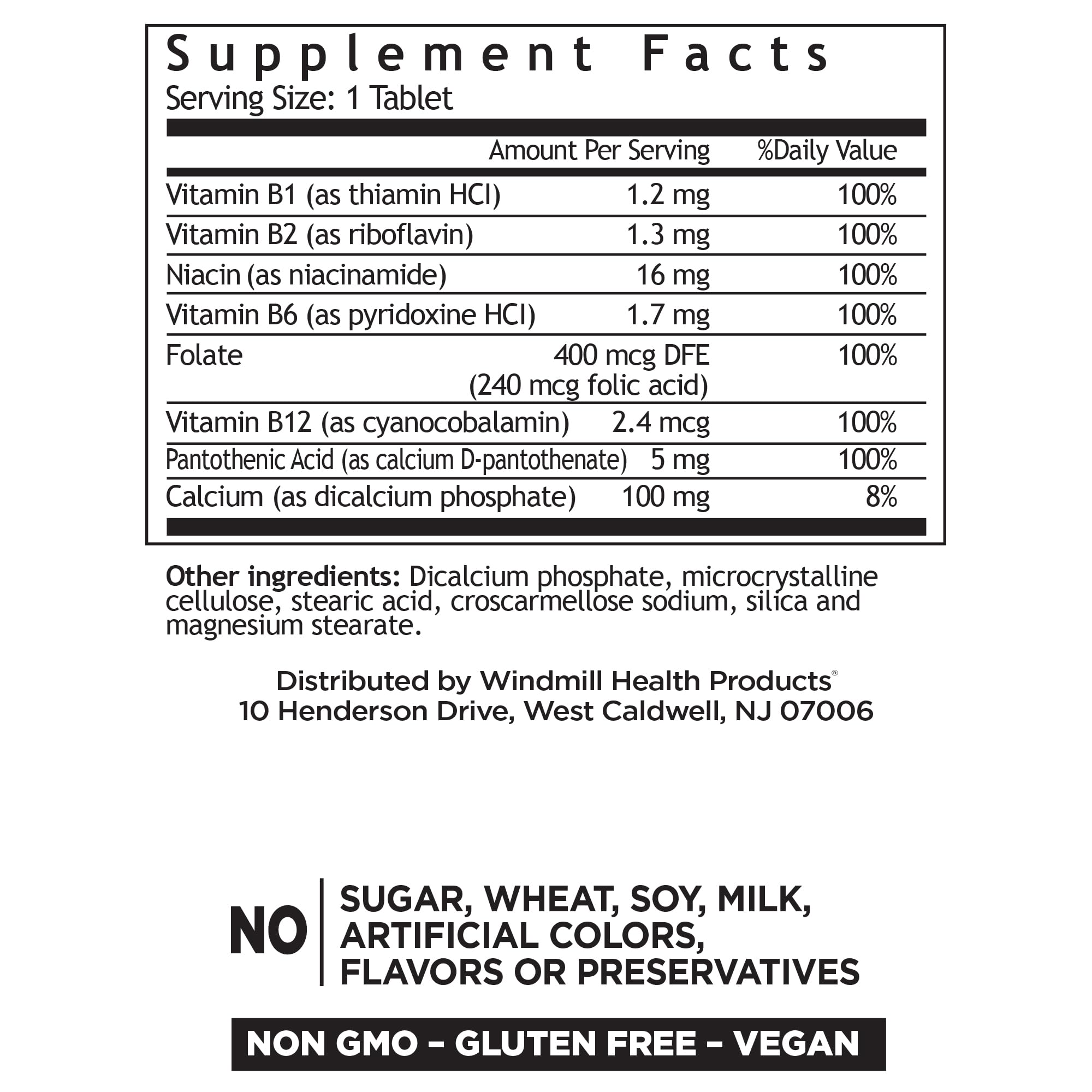 Windmill Natural Vitamins B Complex (100% Daily Value), Boost Energy Production and Promote Metabolism, 100 Tablets, 100 Servings — Amazon image 2