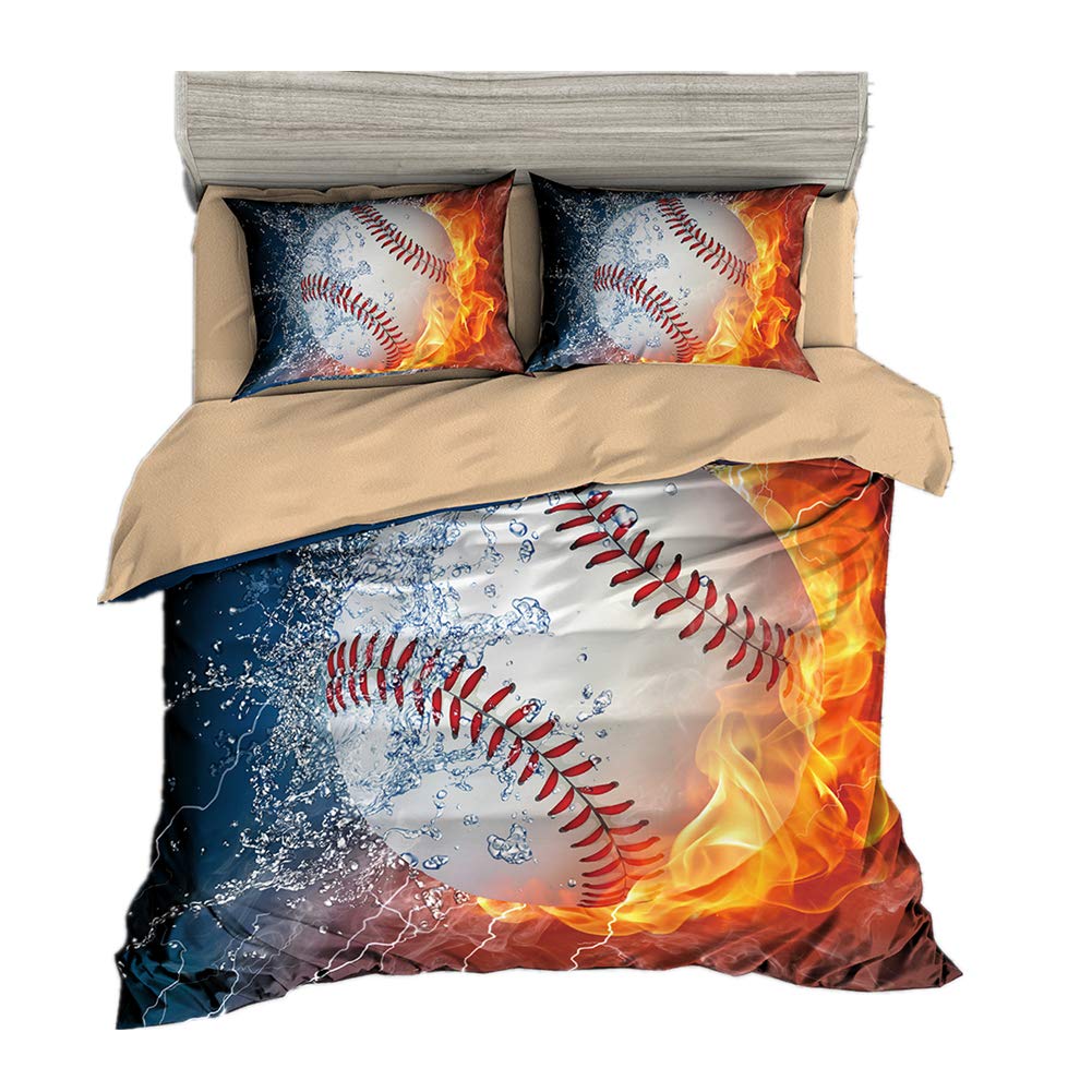 Housse de couette 200x200cm baseball avec 2 taies d'oreiller en microfibre DOTBUY
