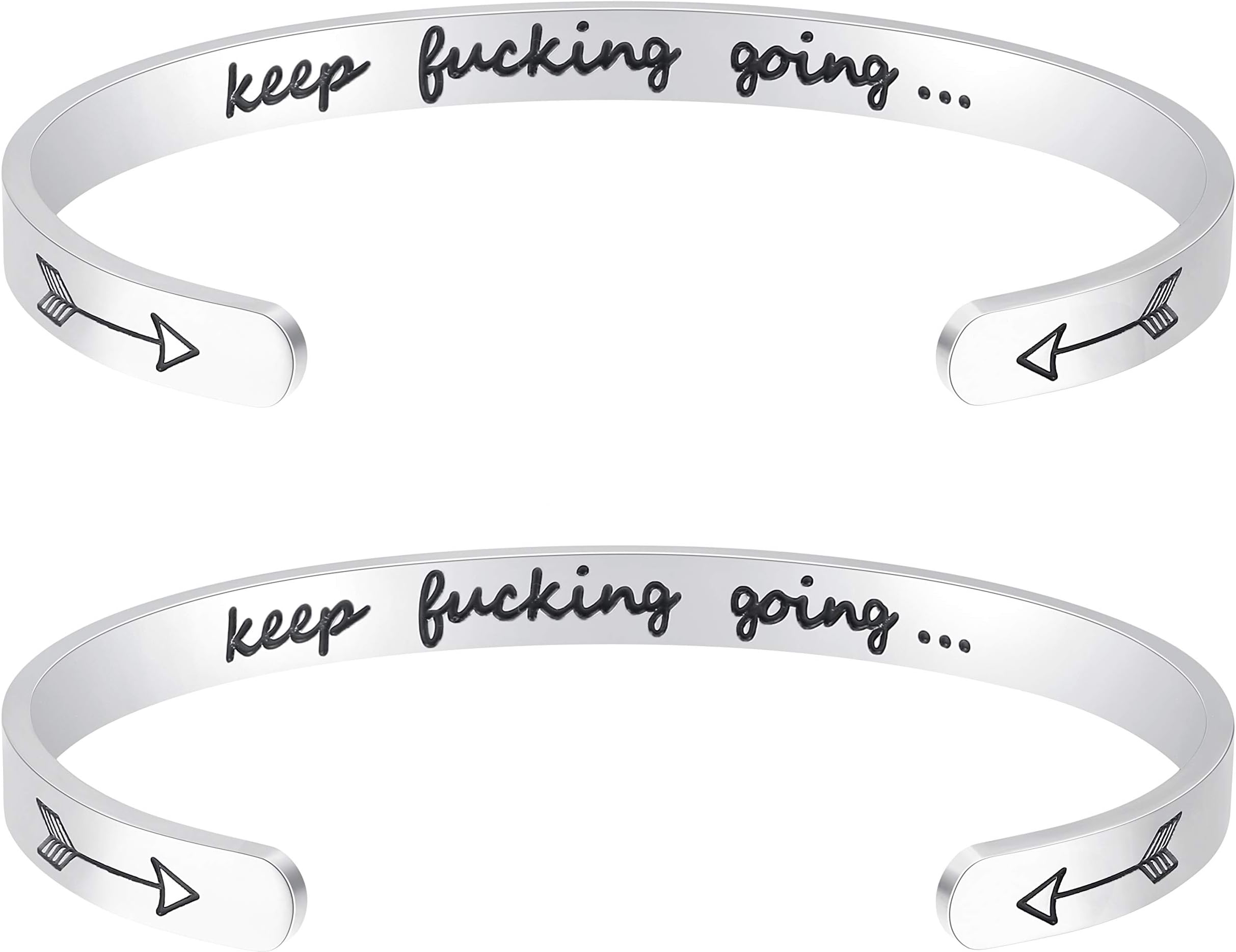 Inspirational Bracelets for Women, Stainless Steel Cuff Bangle