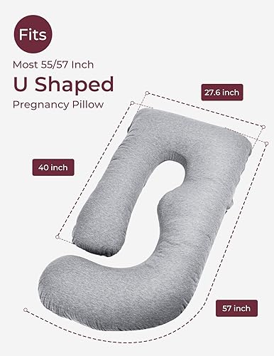 Miniatura 2 de Momcozy Funda de almohada de embarazo en forma de U, funda de almohada grande de 57 pulgadas, extraíble, suave y lavable a máquina, funda de