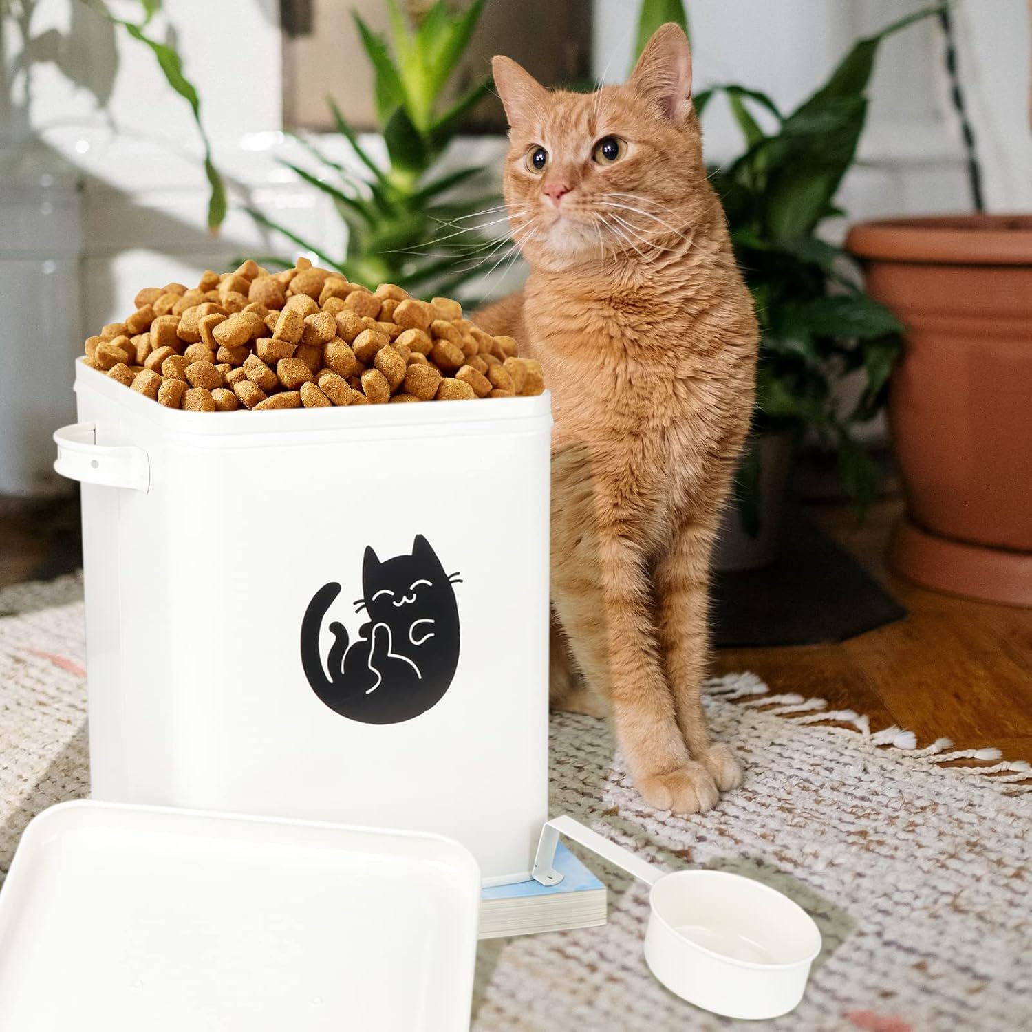 Dog and Cat Food Storage Container, Farmhouse Pet Food Storage Containers with Lid and Dry Food Scoop, etal Cat Food Bin with Measuring Cup, Cat Food Can Covers Lids and Spoons, Cat Mouse Toys(#3)