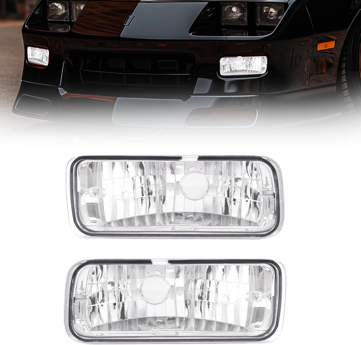 HECASA Pair Front Bumper Turn Signal Light Compatible with 1985-1992 Chevy Chevrolet Camaro Replacement for GM2520165 GM2521165 Turn Signal Lamp Driver & Passenger Side Clear Lens