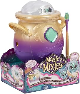 Magic Mixies Peluche Color Azul, Juguete Interactivo de Magia, con caldero de pócimas, Luces Efectos y Sonidos, muñeco con Muchos Accesorios como una Varita, (MGX01000)