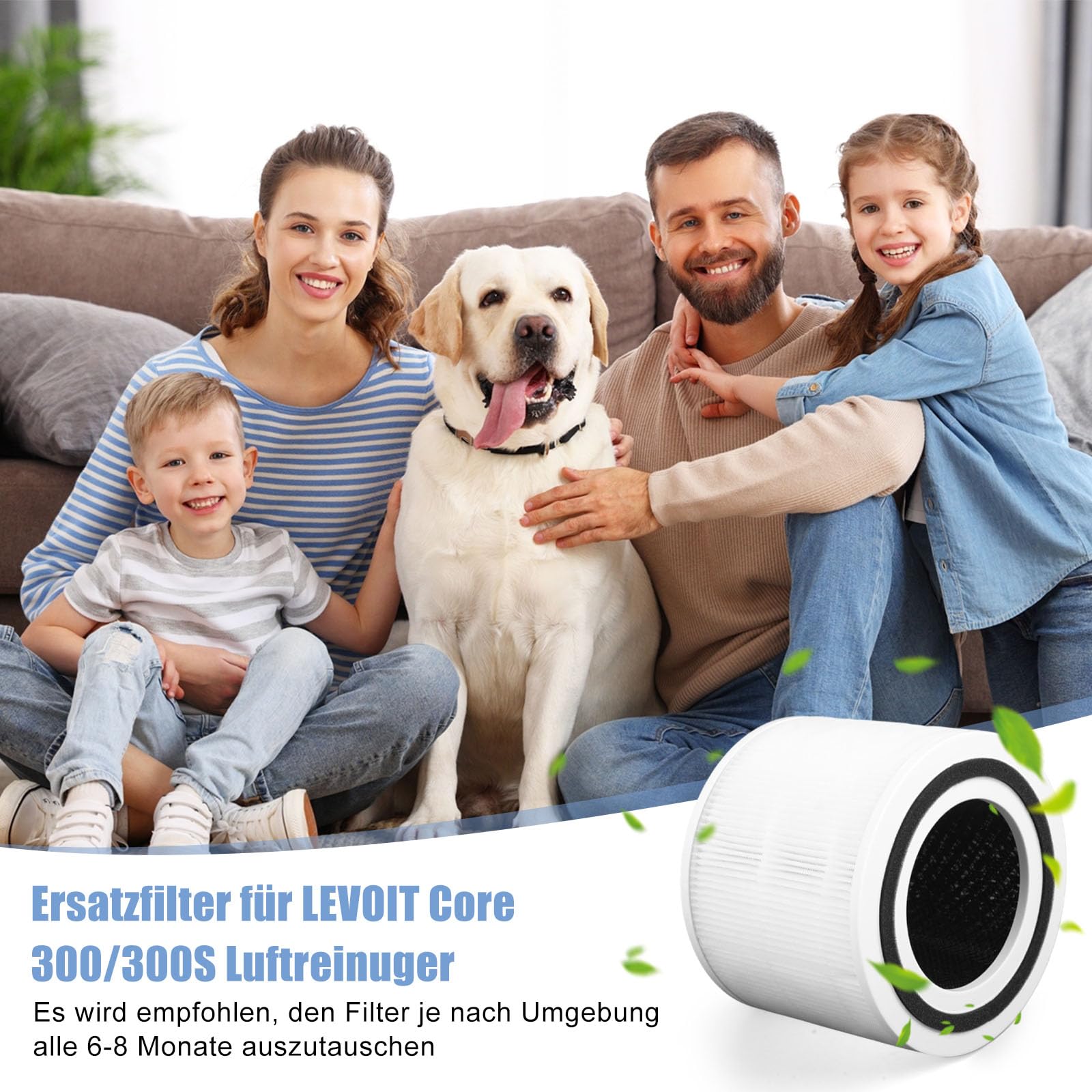 2 filtros de repuesto para LEVOIT Core 300 / 300S – 3 en 1 True H13 HEPA y filtro de carbón activo, repuesto Core 300-RF para una óptima purificación del aire