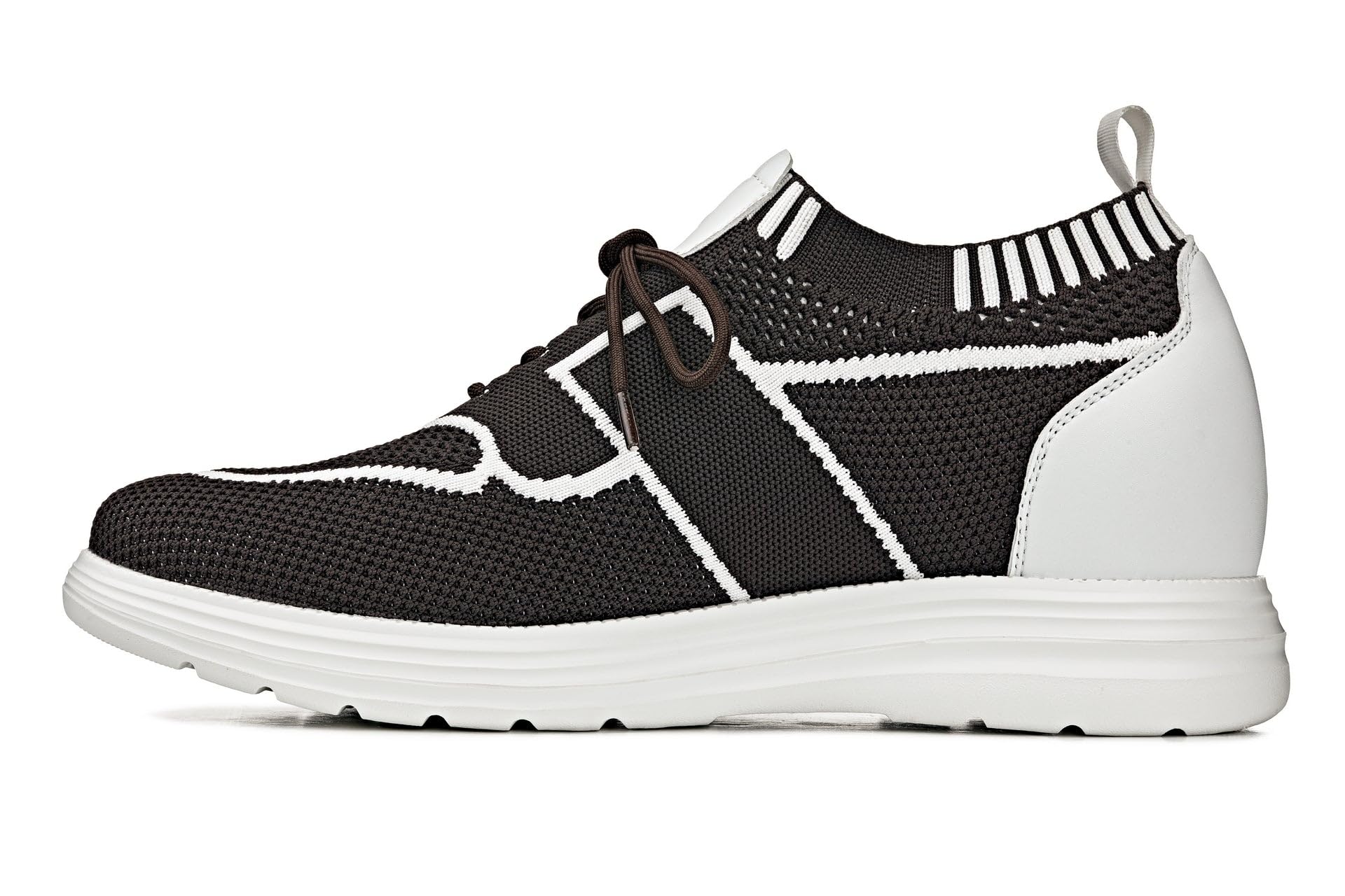 CALTO Zapatos de elevación invisibles para hombre con aumento de altura, ultraligeros, con cordones, deportivos, de punto, de 2.8 pulgadas más altos