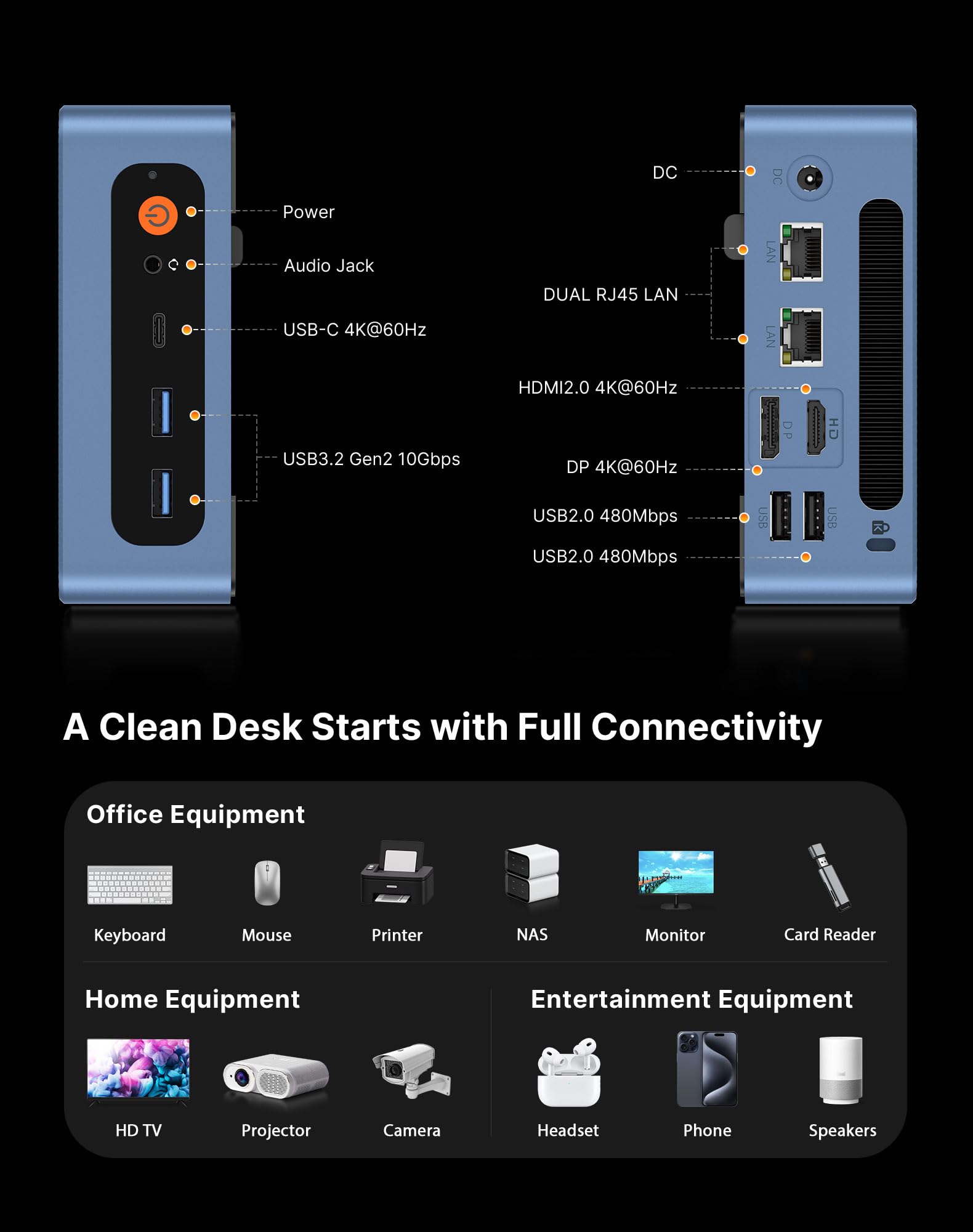 BOSGAME E5 Home-Office-Mini PC, Ryzen 5300U (Schlägt 4300U/N150, Bis zu 3.8GHz), 16GB DDR4 RAM 512GB NVMe SSD, Windows 11 Pro, HDMI/DP/USB-C, Triple 4K Display, Dual LAN, WiFi 5, BT5.0, Mini Computer