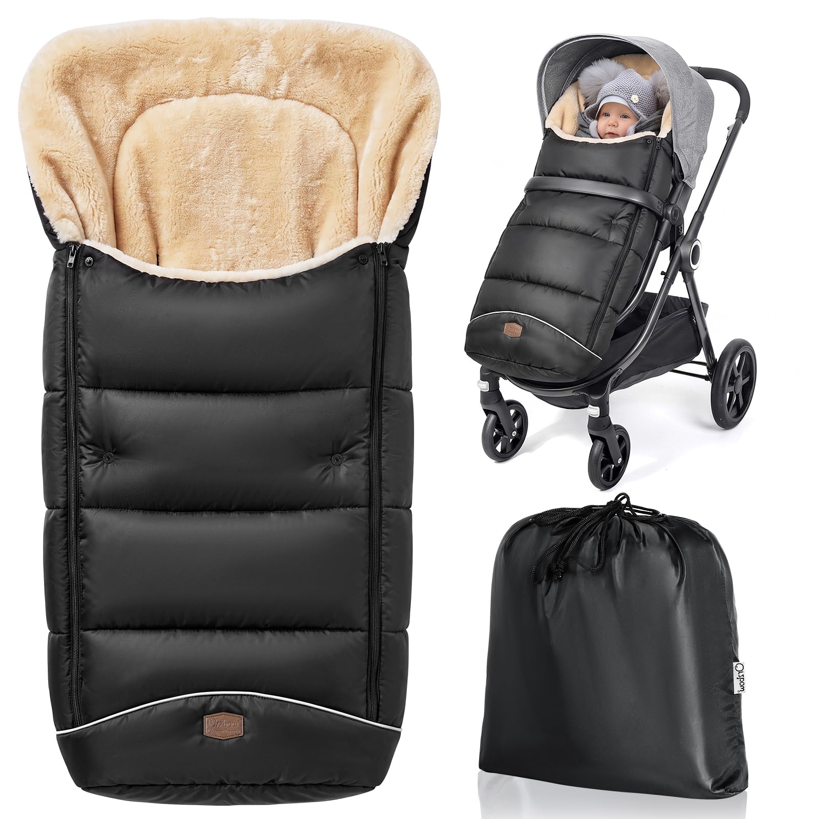 Orzbow Footmuff for Pushchair Universal, Easy-Access Zipper