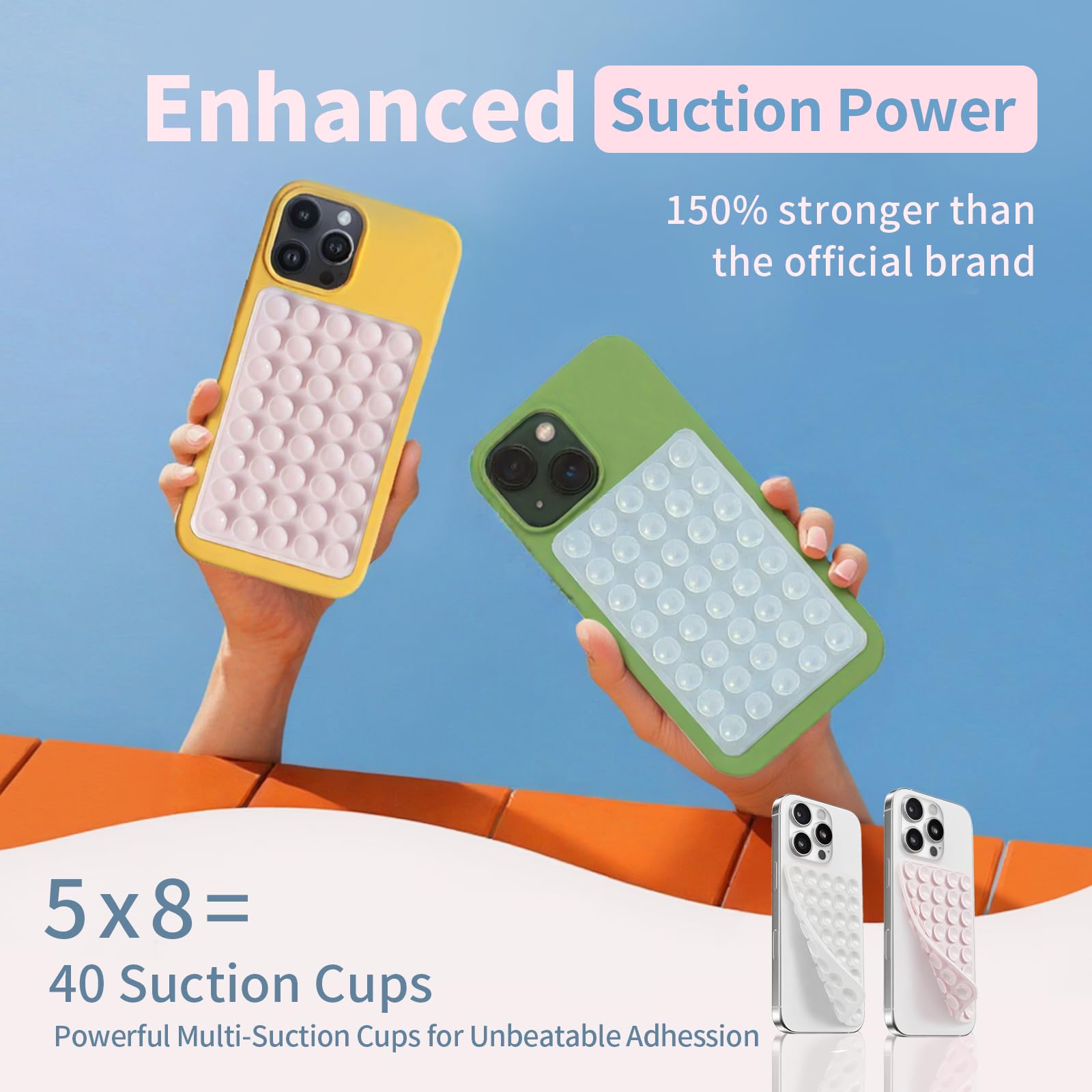 Paquete de 4 fundas de silicona con ventosa de doble cara, agarre adhesivo para teléfono celular, accesorios de teléfono manos libres para selfies y videos, transparente, rosa, negro y blanco