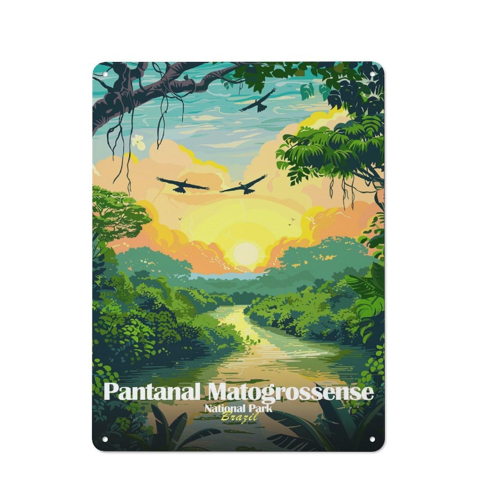 Junmoney Pantanal Matogrossense National Park, Brazil Retro Metal Plaque 40X30cm For Garage Or Workshop, Housewarming Wall Decor For People Furnishing Garage And Workshop