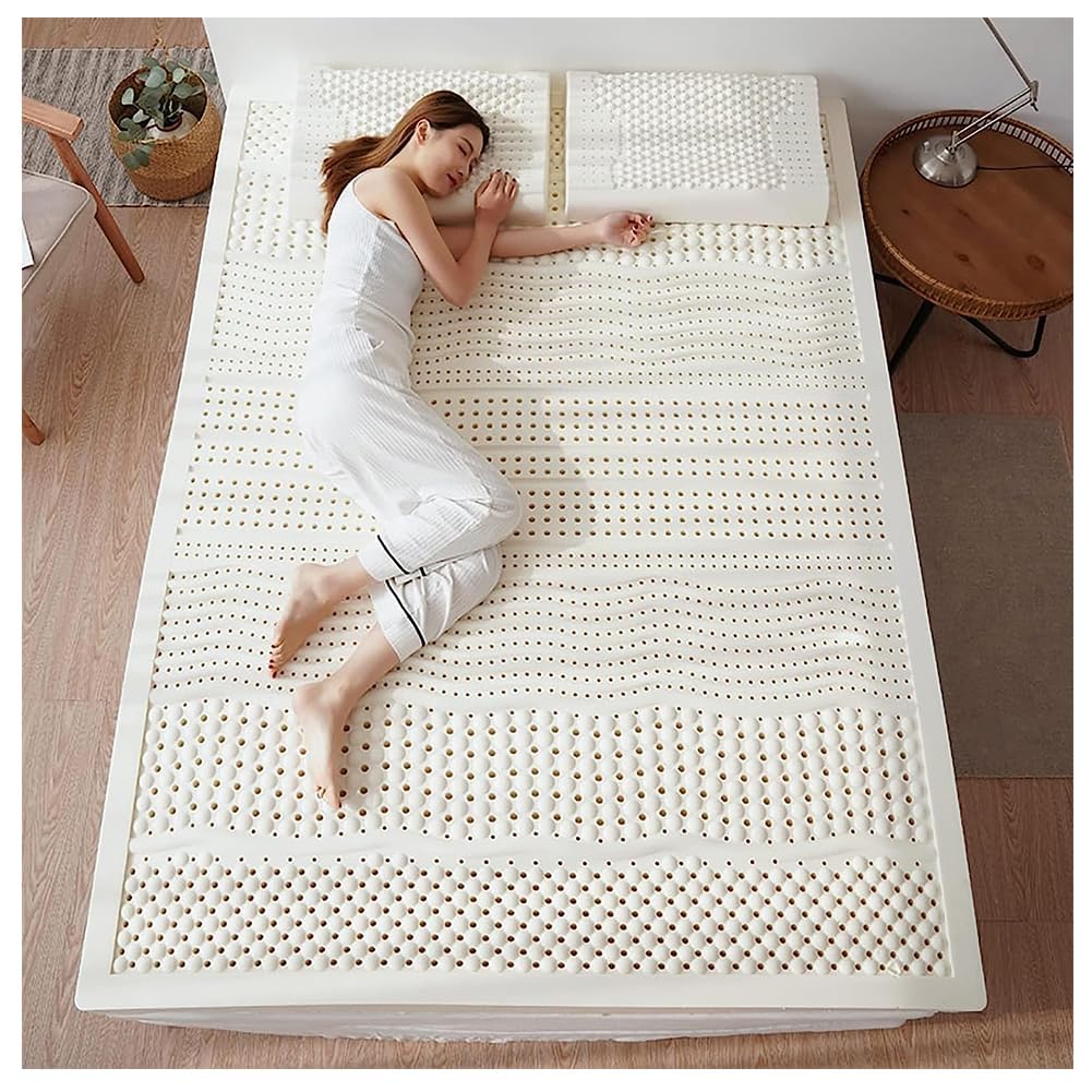 BIRJXVTO Latex Mattress Topper with Cotton Cover Compression and No Deformation Honeycomb Pore Ventilation Soft and Comfortable 10cm