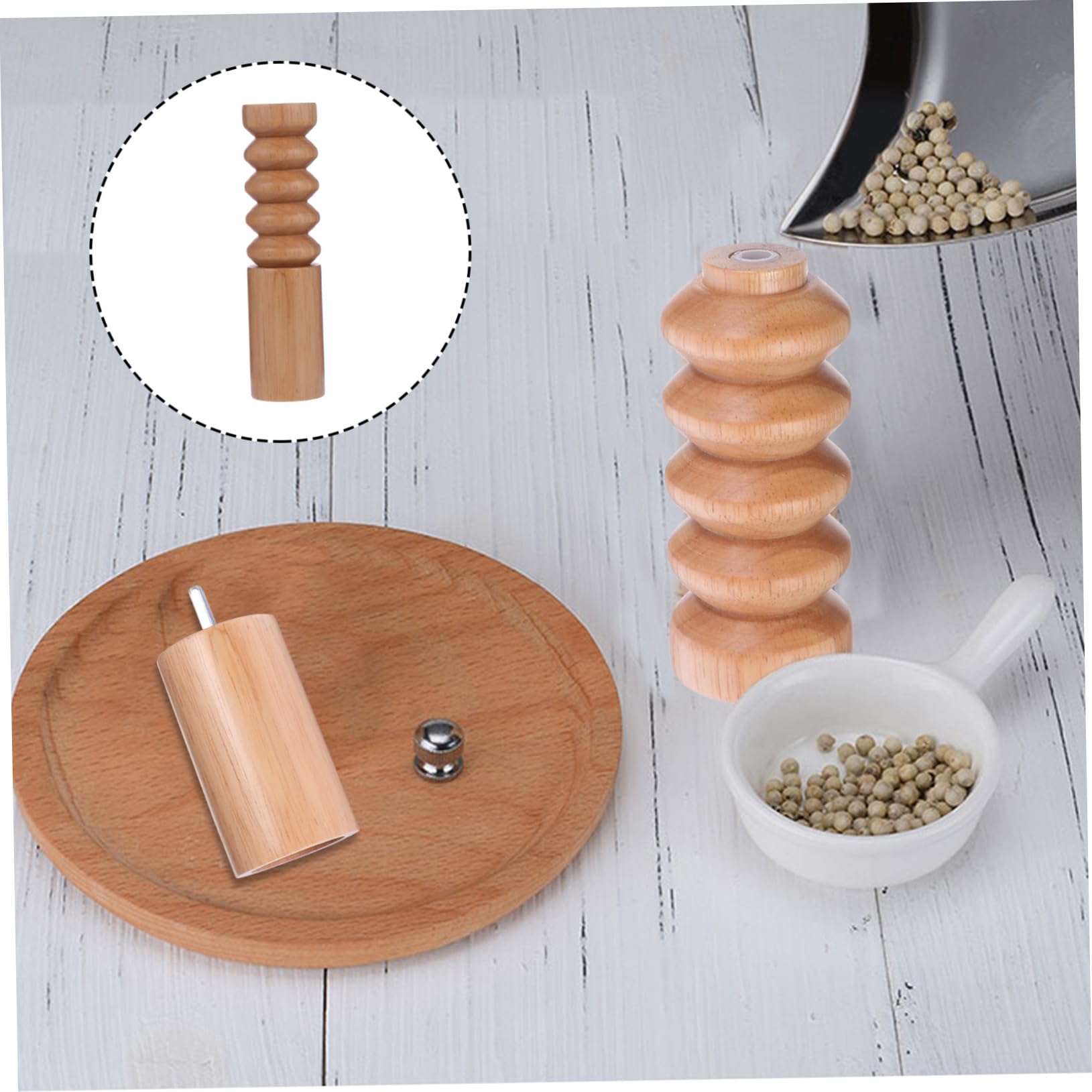 MAGICLULU Manuelle Holzgewürz Gewürzmühle mit Einstellbarem Mahlwerk aus Keramik und Edelstahl Klassisch Elegant für Kochen und Würzen Leicht zu Reinigen