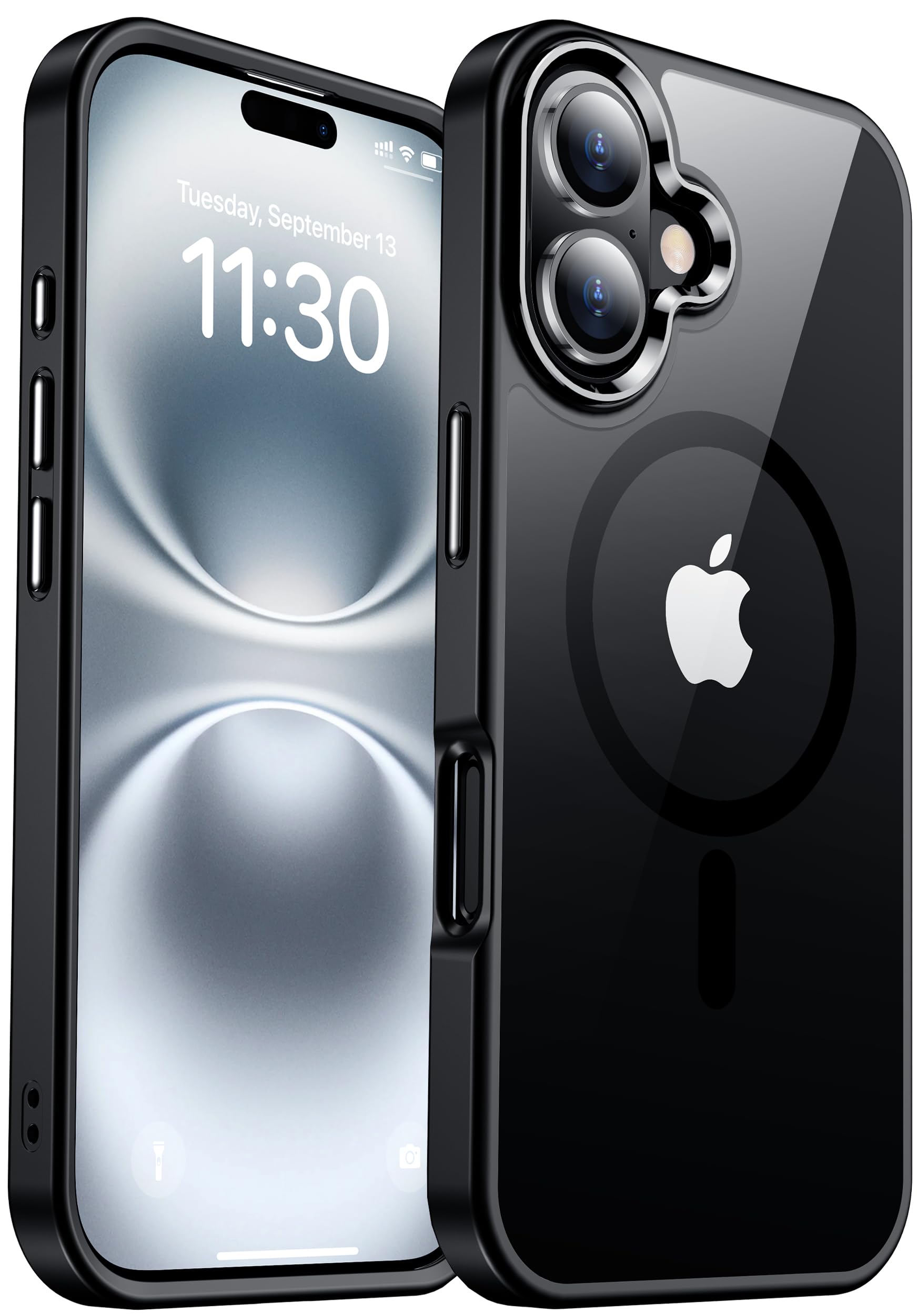 iPhone 16 用 ケース 磁気充電可 滑り止め 指紋防止 米軍MIL規格 ワイヤレス充電器対応可能 耐衝撃 磁力強化 アイフォン16 ケース アイホン16カバー 耐久性 SGS認証 あいふぉん16 カバー 6.1インチ ブラック JUSTCOOL